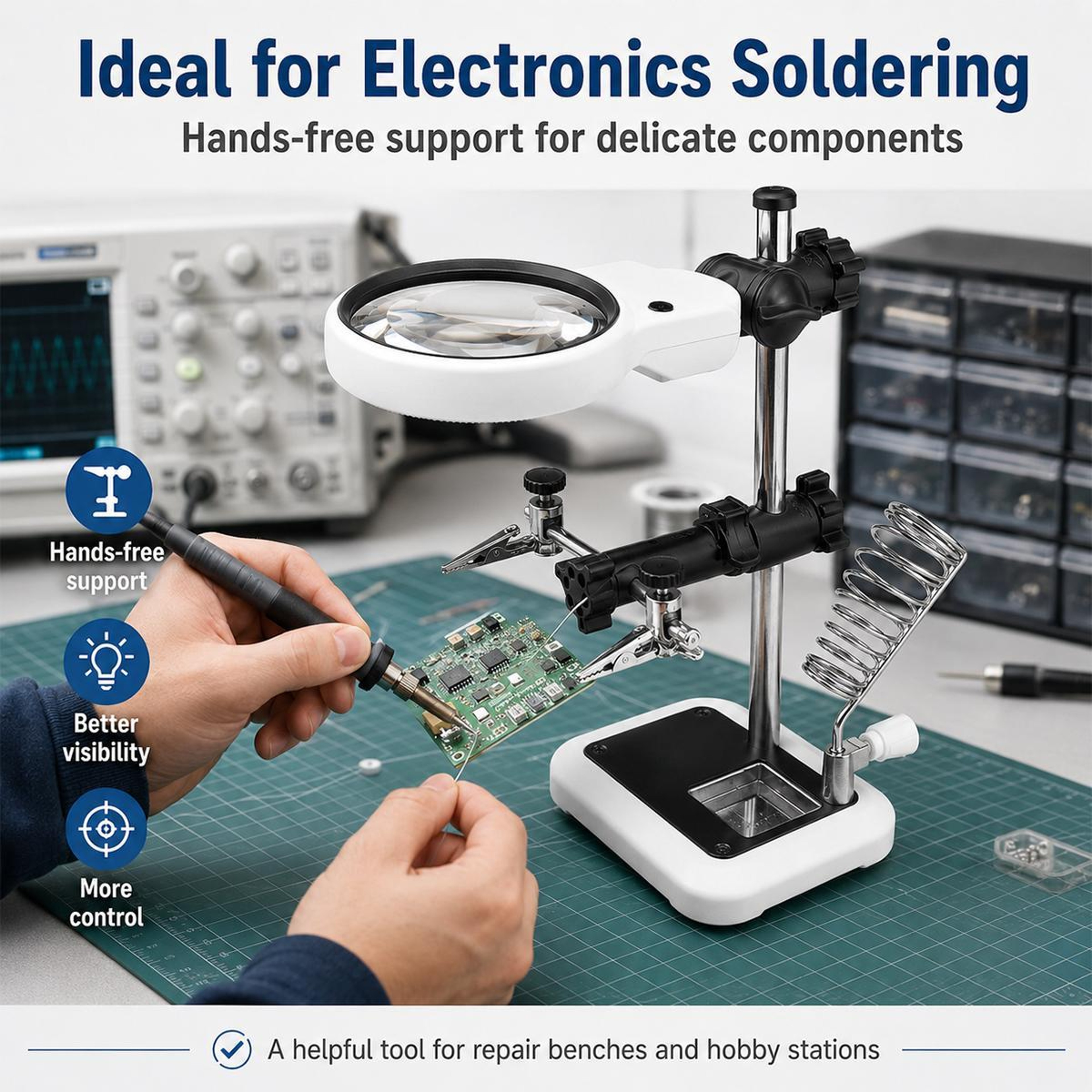 Precision Helping Hands Magnifying Glass with Light for Soldering & Detail Work – view 8