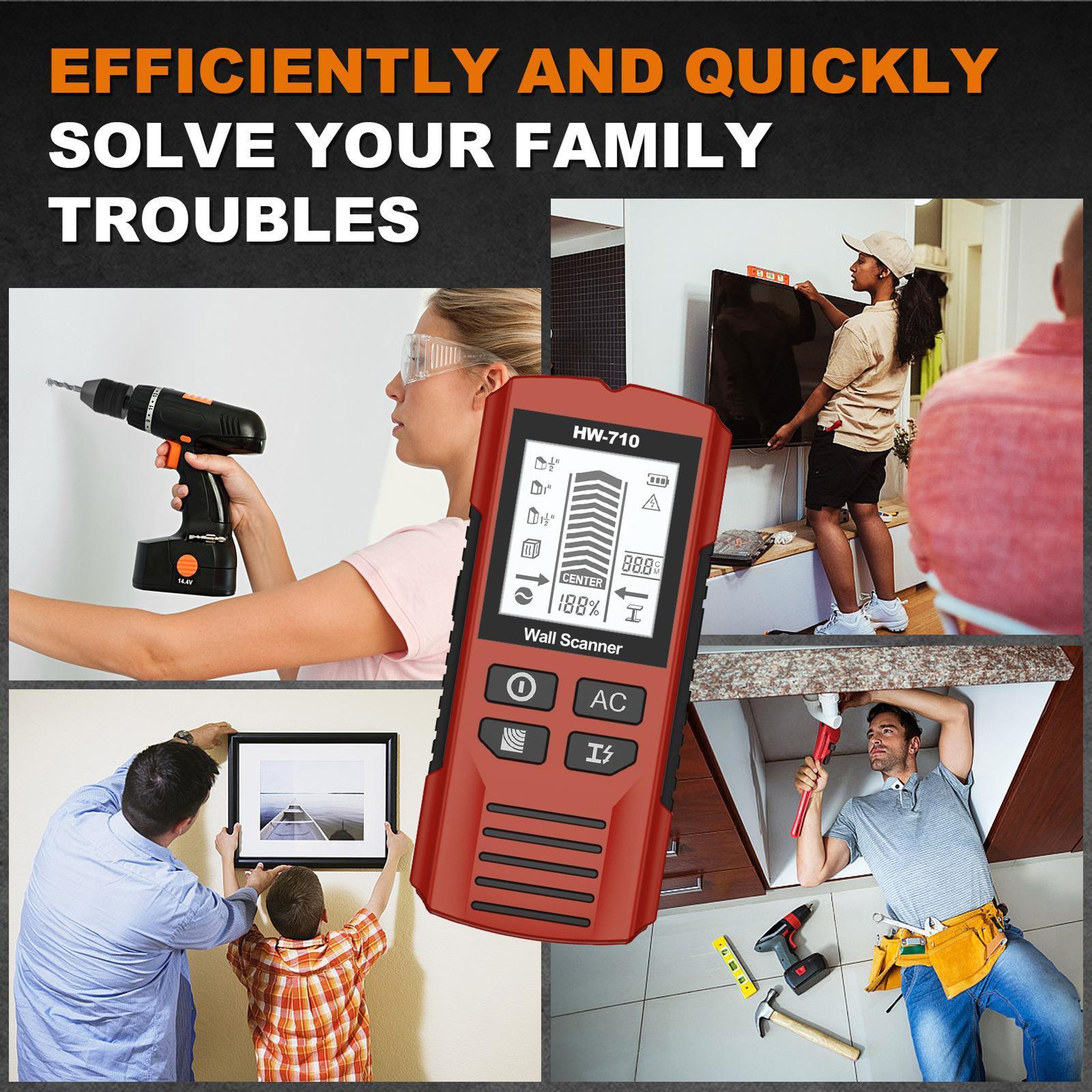 5in1 Stud Finder Wall Scanner With Metal And Live Wire Detection 7