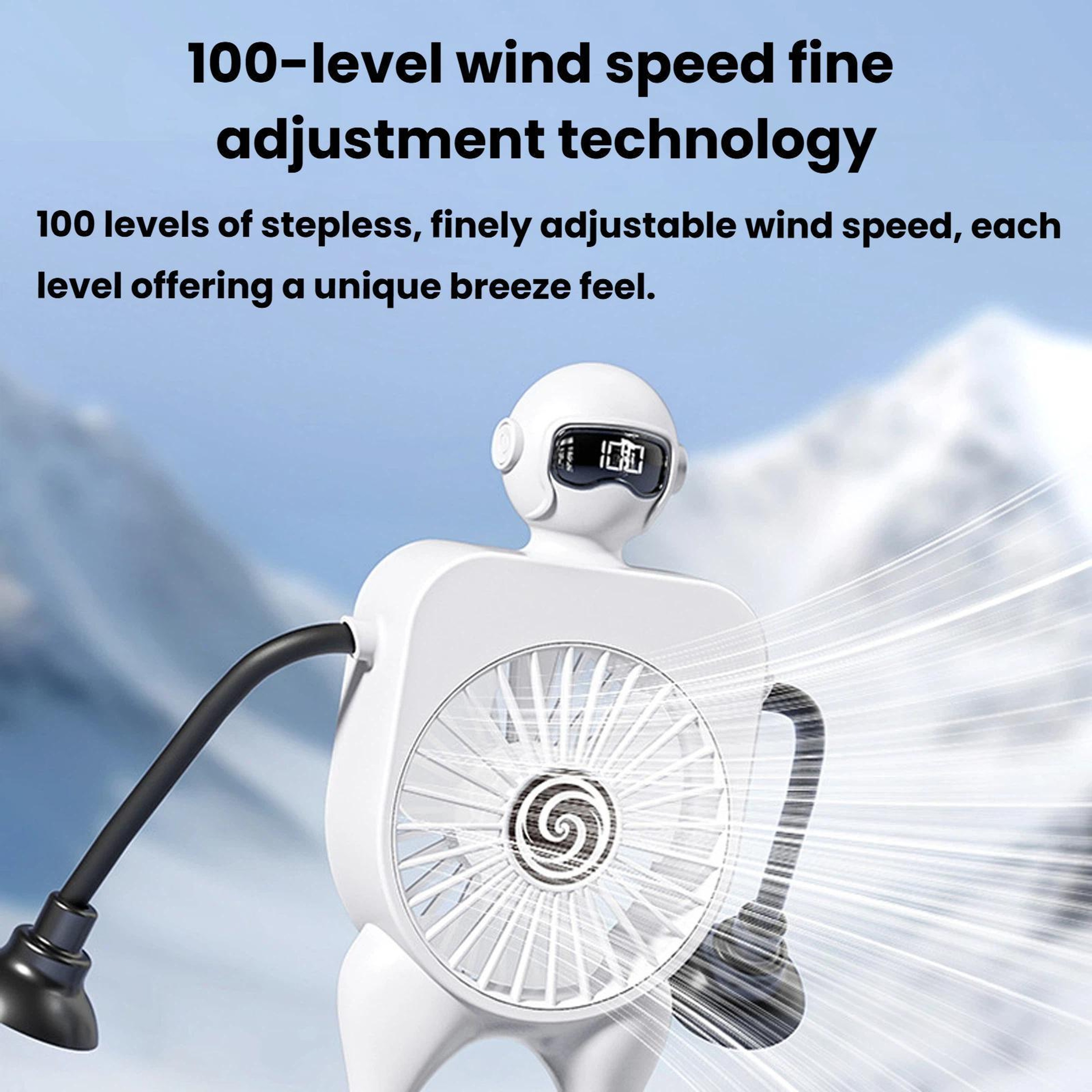 Smart Suction Cup Portable Desk Fan With Digital Display 100Speed Control And USBC Charging 9