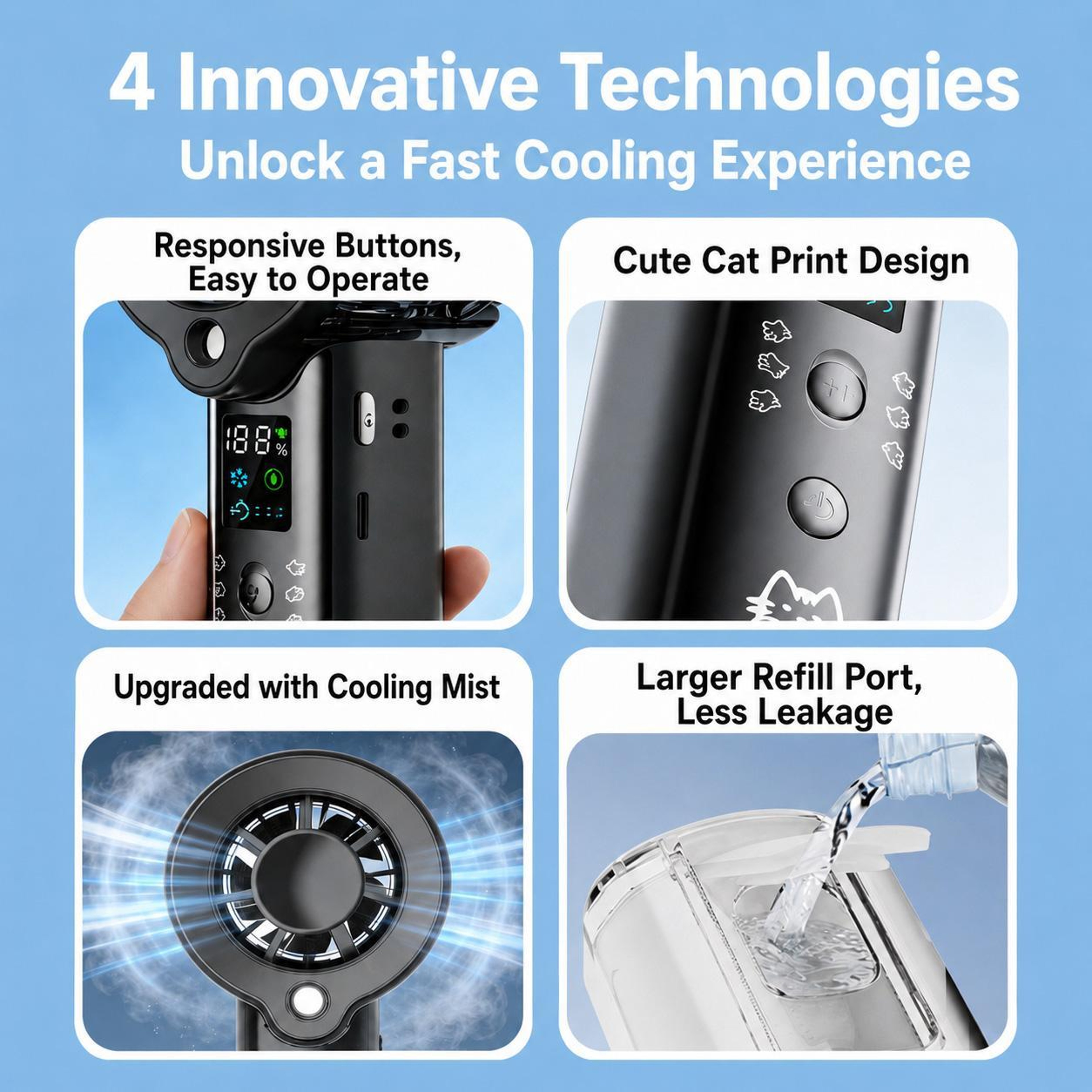 Portable Misting Fan With 100Speed Control And LED Display 5