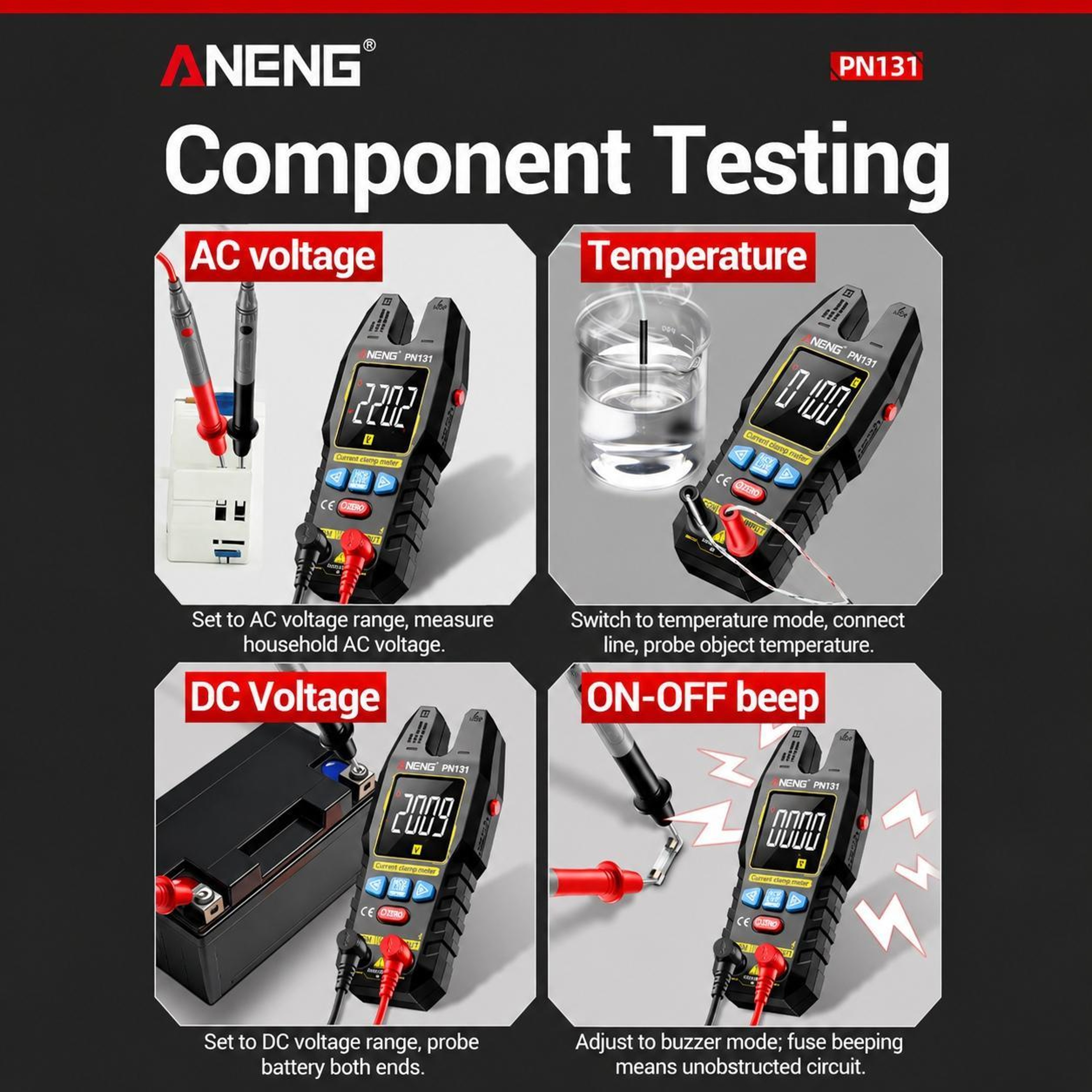 AC DC Clamp Meter with Digital Multimeter and Rechargeable Open Clamp – view 4