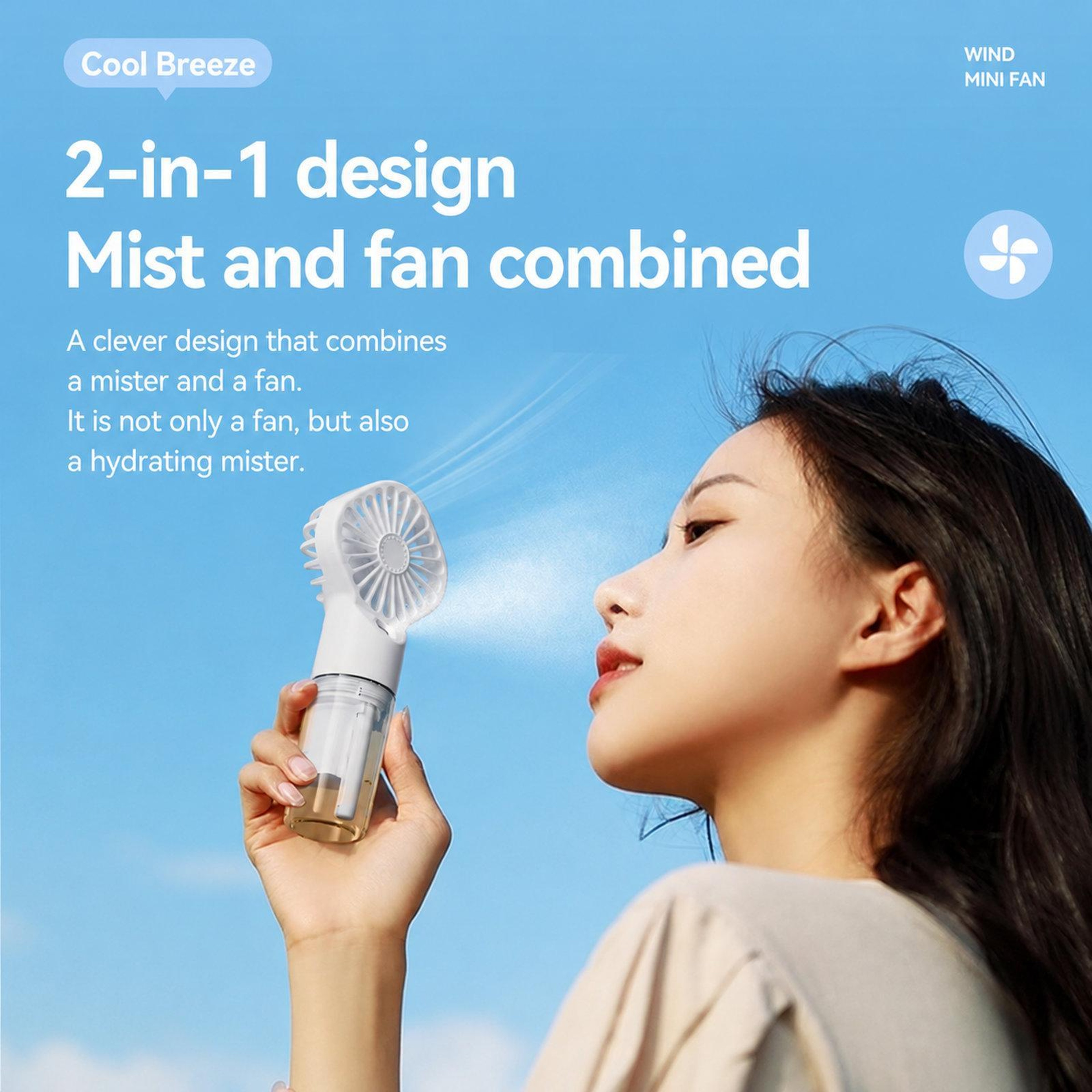 Portable Handheld Misting Fan With Nano Mist 4 Speeds And USBC Rechargeable Cooling 2