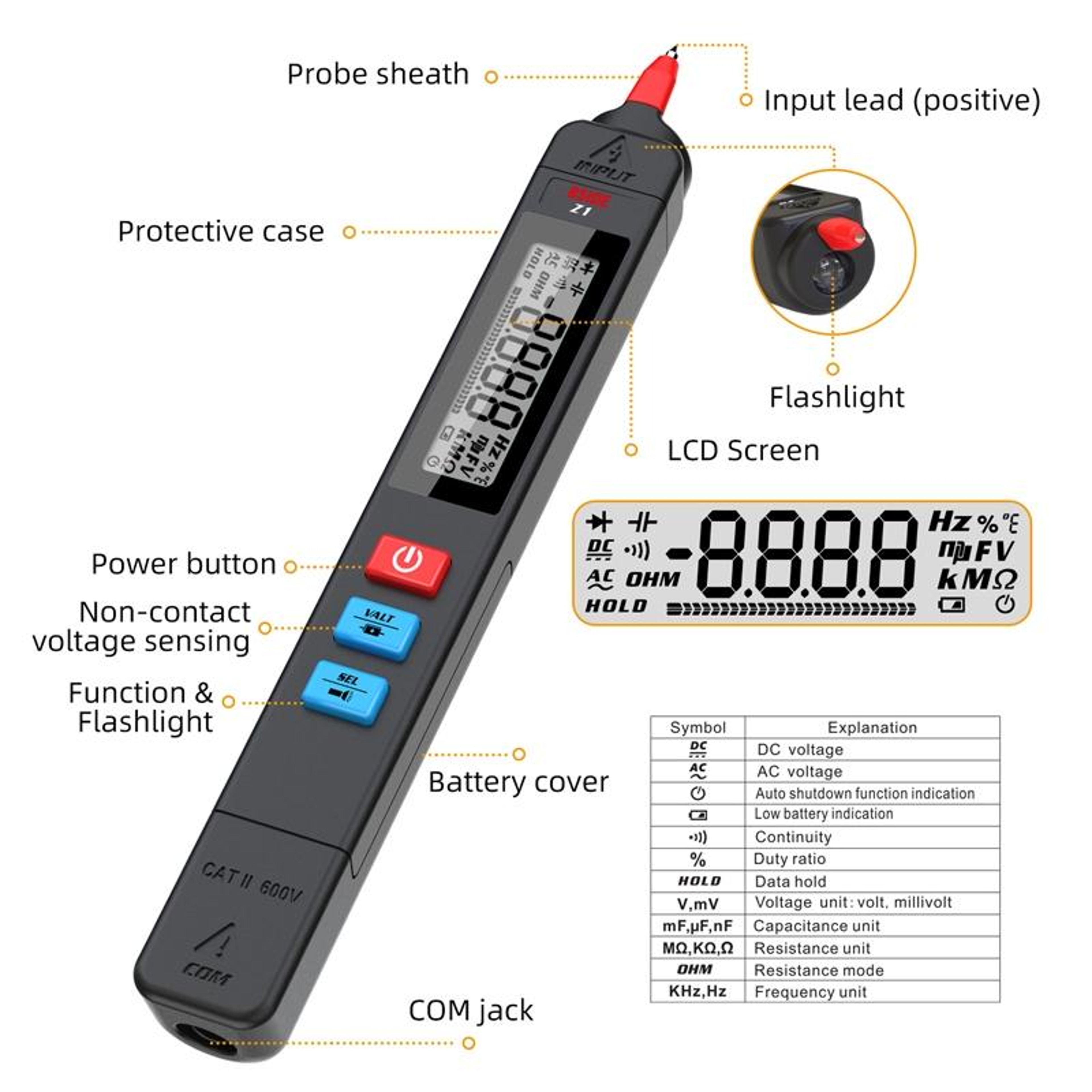 Smart Pen Multimeter With NCV Voltage Detector And Breakpoint Detection 2