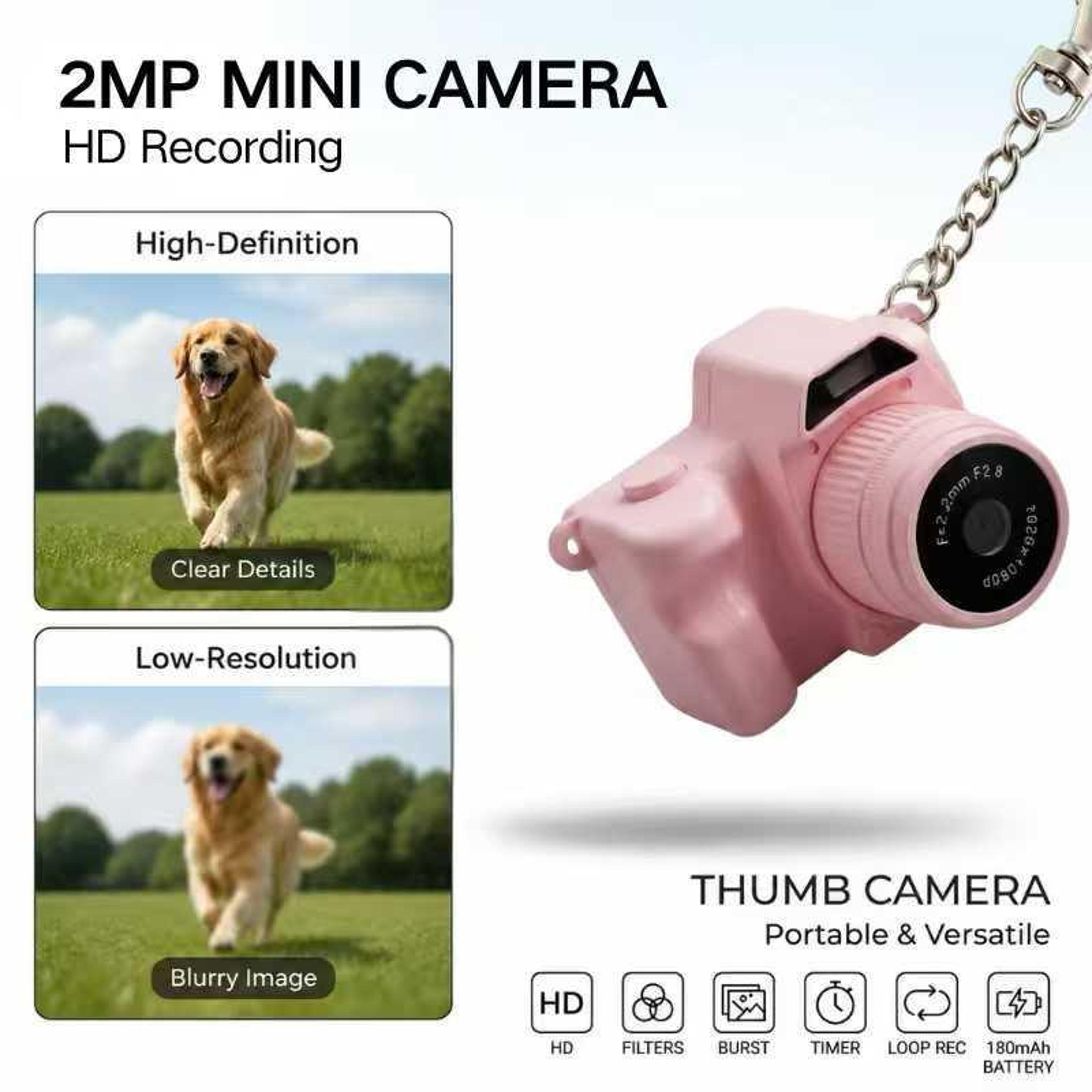 L300 2MP Mini Action Camera with 1.47-Inch Screen and Loop Recording – view 7