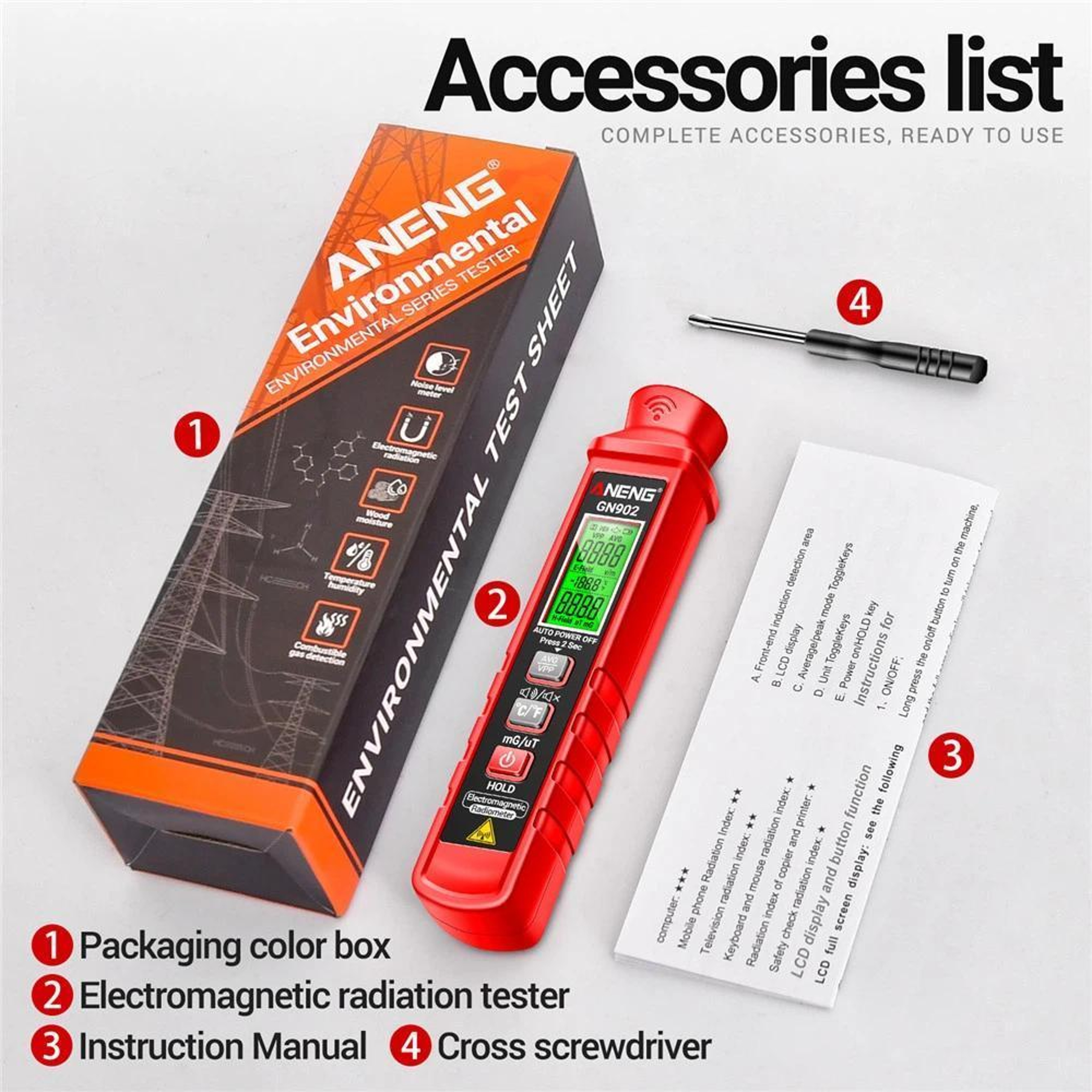 EMF Meter and Electromagnetic Radiation Detector with Electric & Magnetic Field Testing – view 10