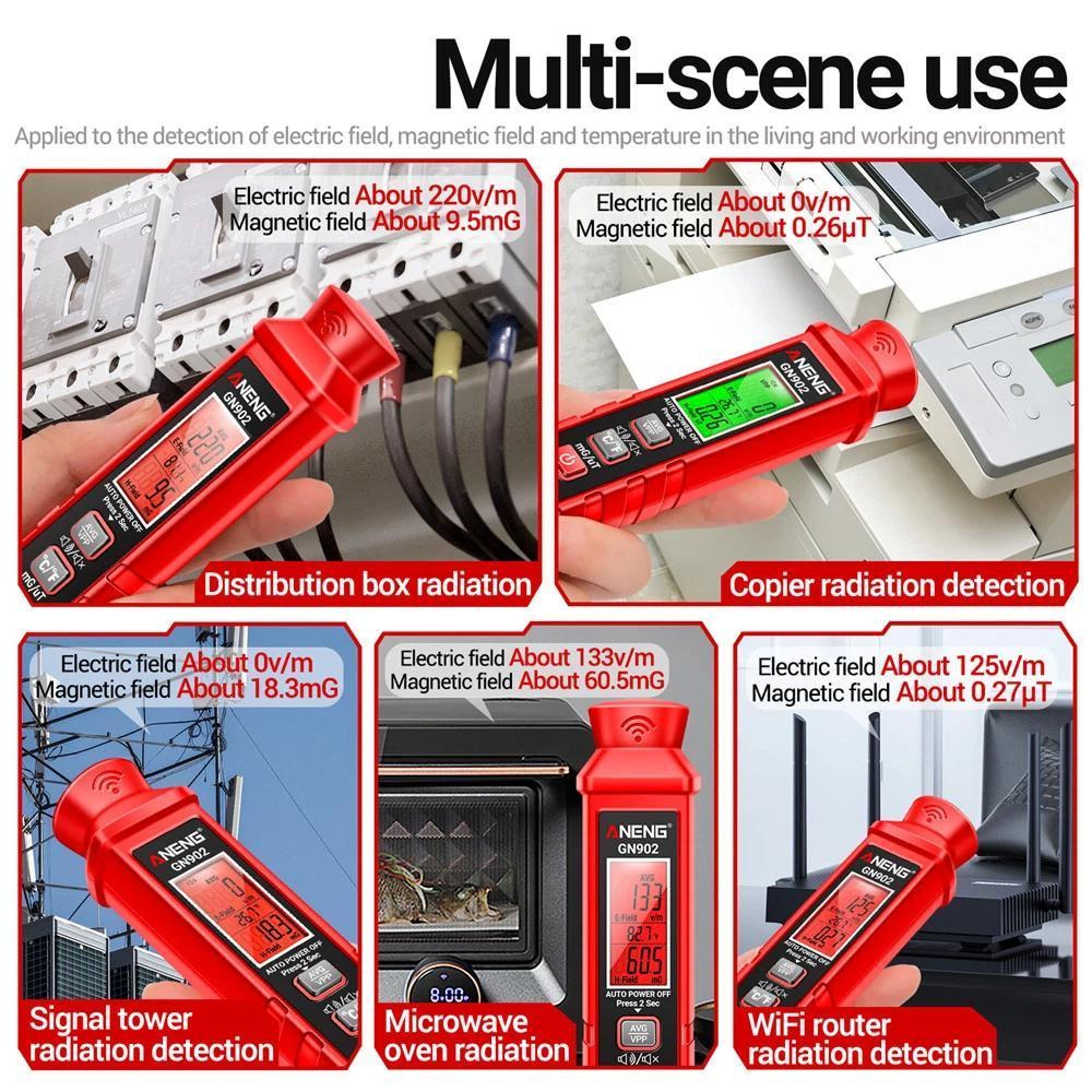 EMF Meter and Electromagnetic Radiation Detector with Electric & Magnetic Field Testing – view 8