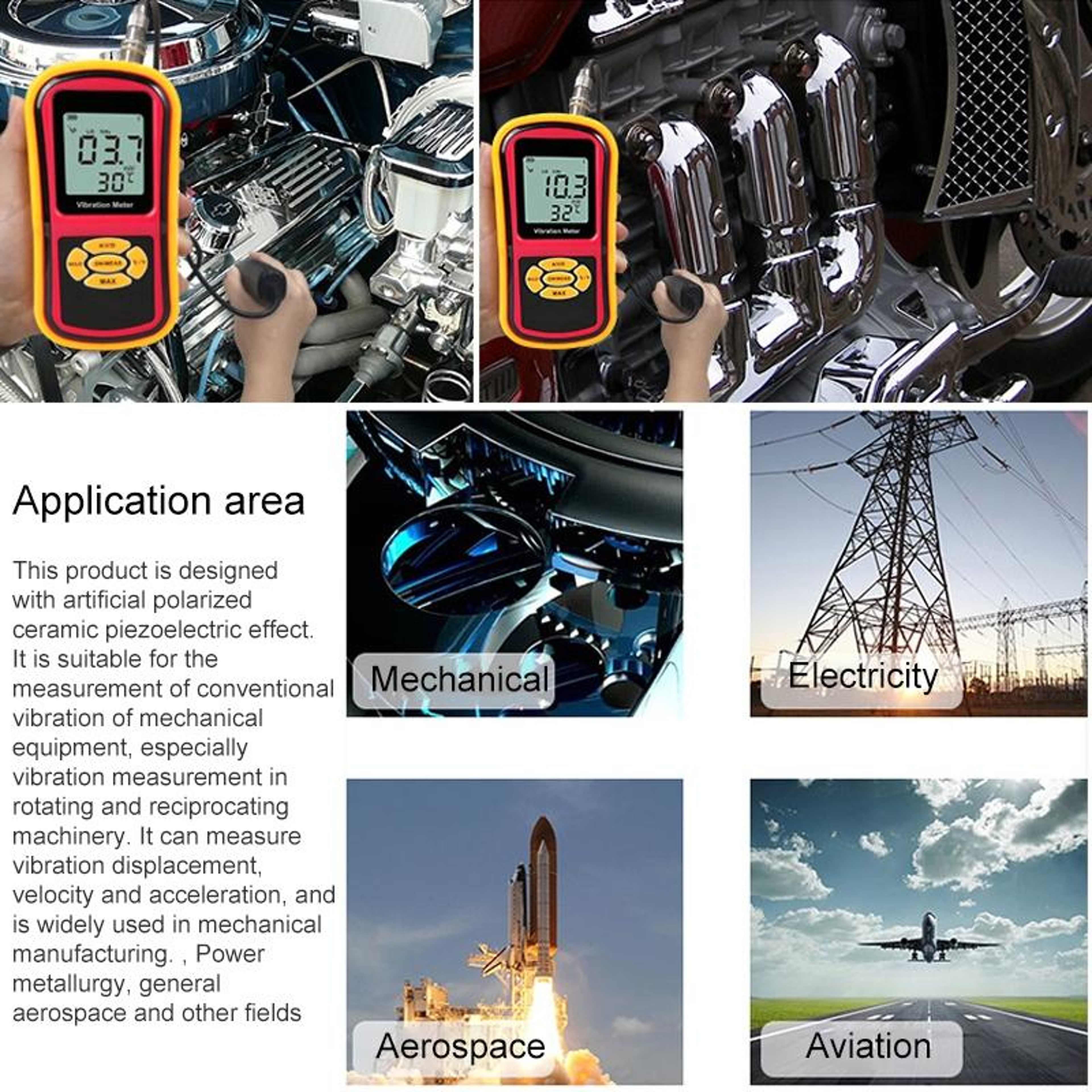 GM63B Digital Vibration Meter For Machinery Vibration Testing 4