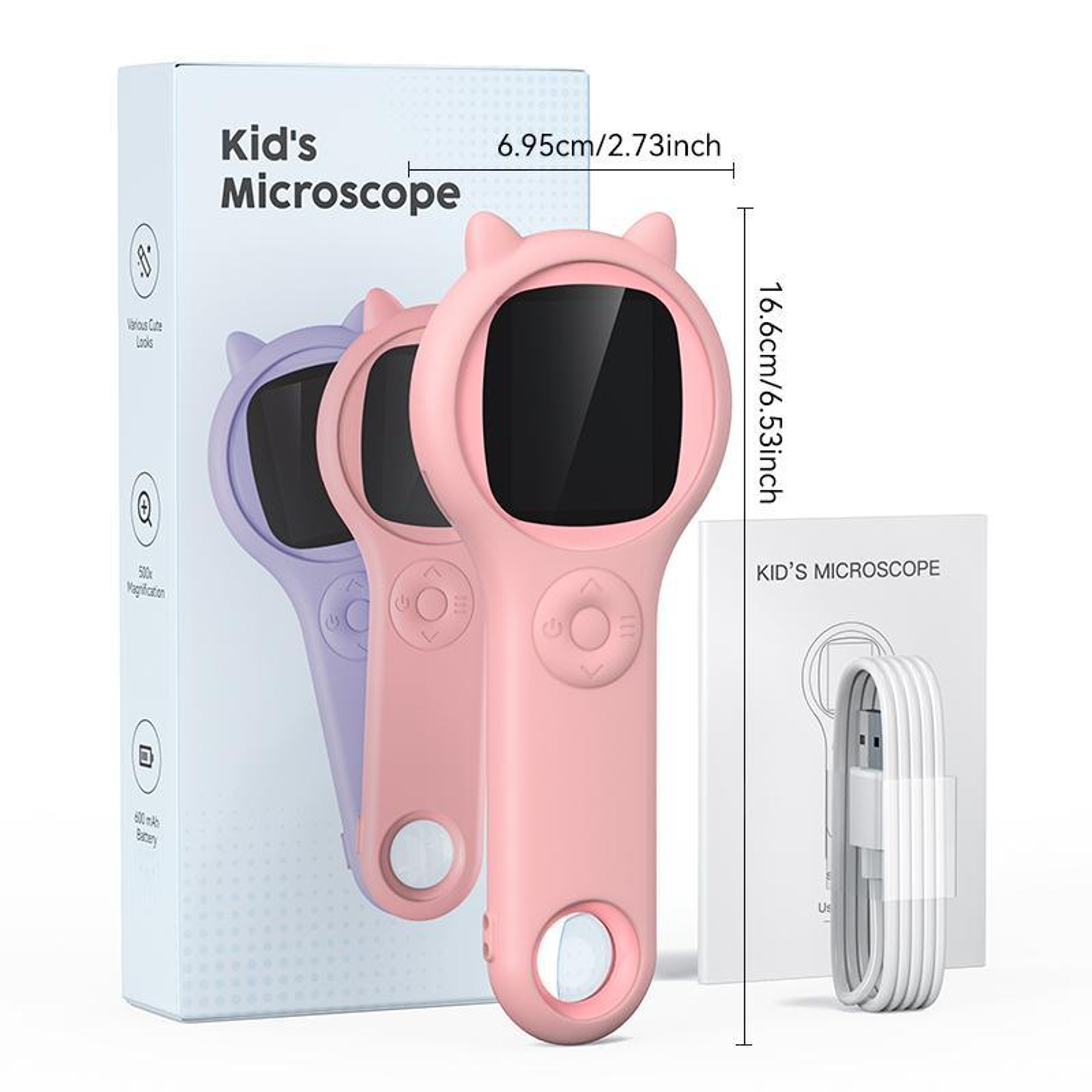 Kids 500X Handheld Digital Microscope with 2MP Camera and IPS Screen – view 10
