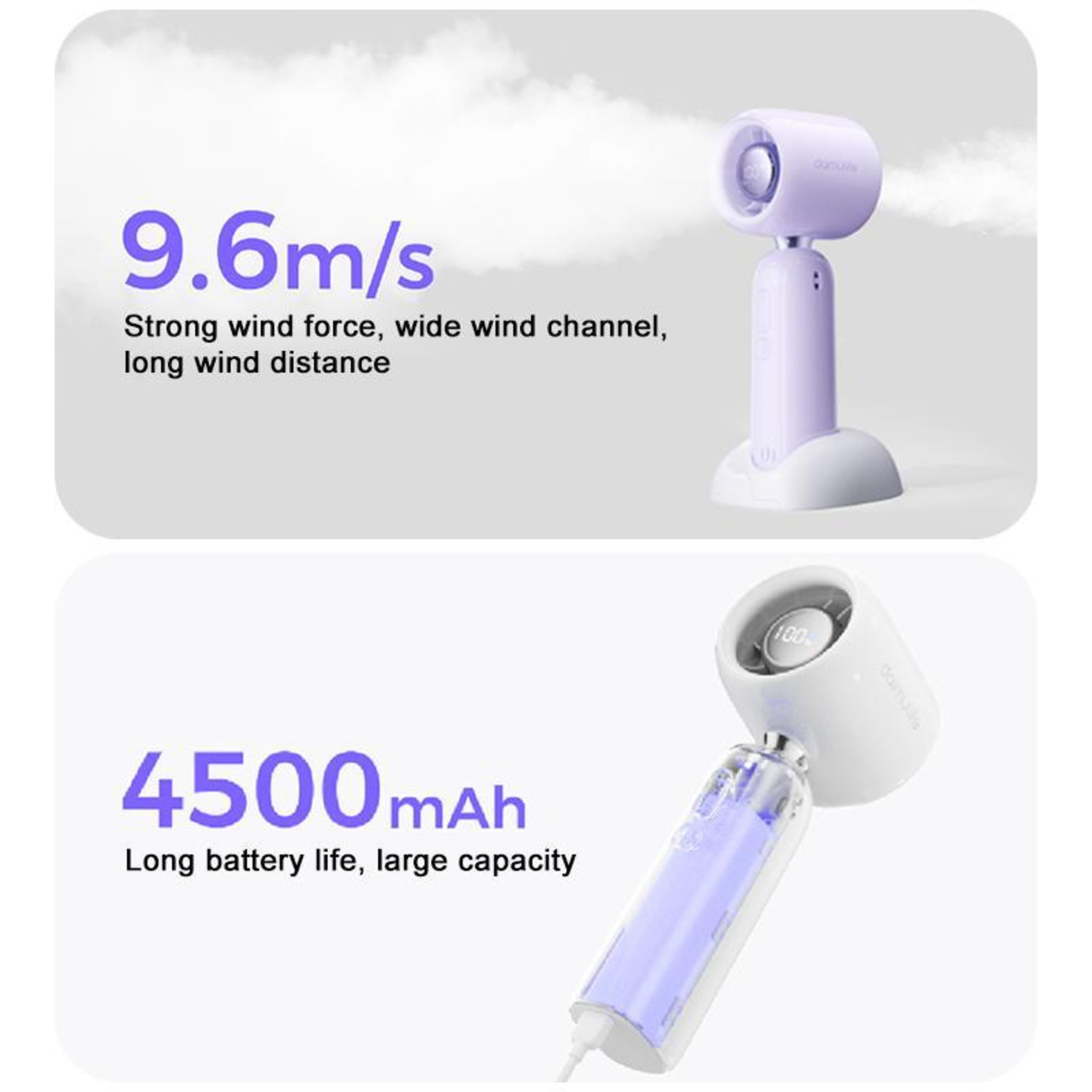 M03 Plus Rechargeable Handheld Fan With Digital Display 8