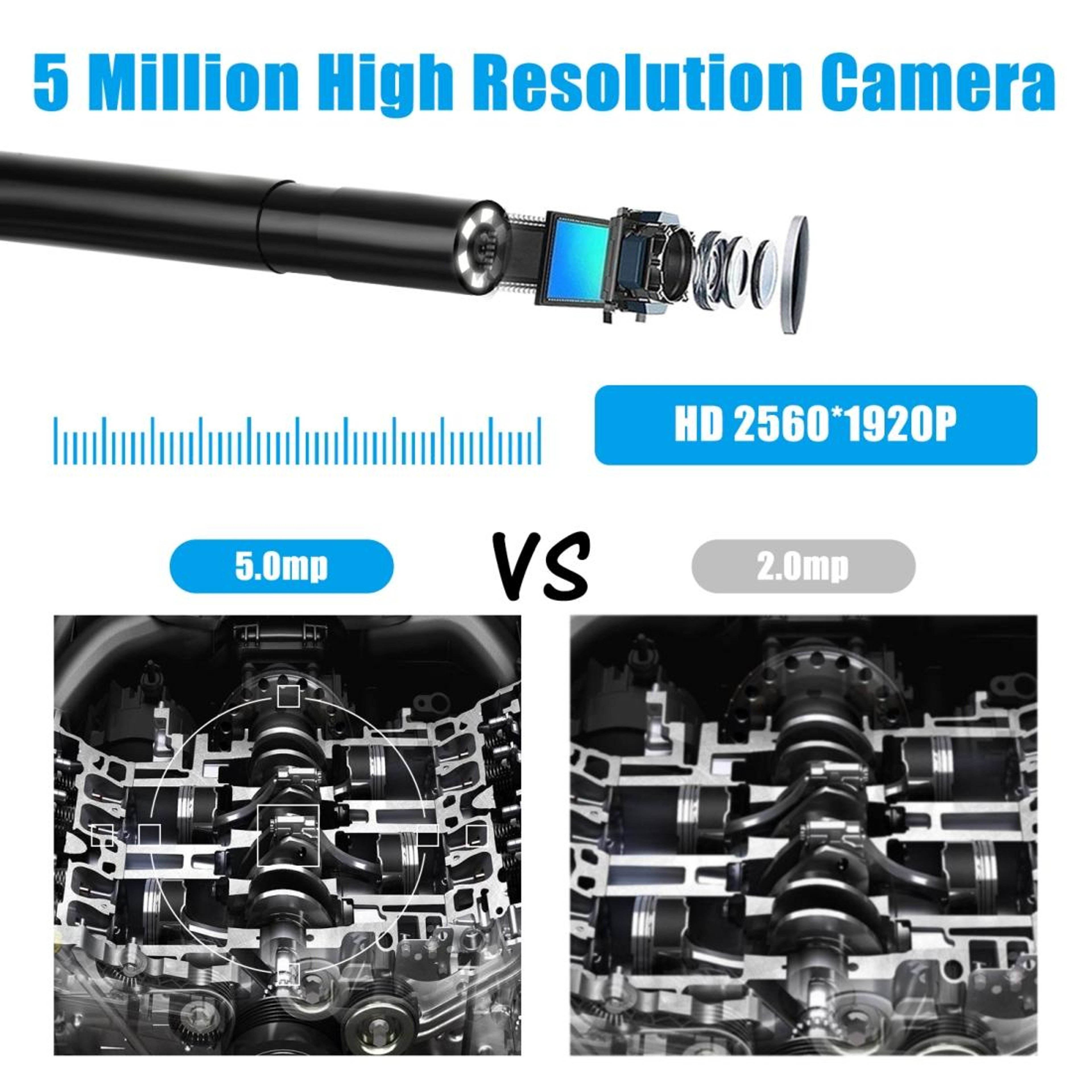 5MP WiFi Endoscope Camera With 55mm Inspection Camera Lens And 6 Adjustable LEDs 4
