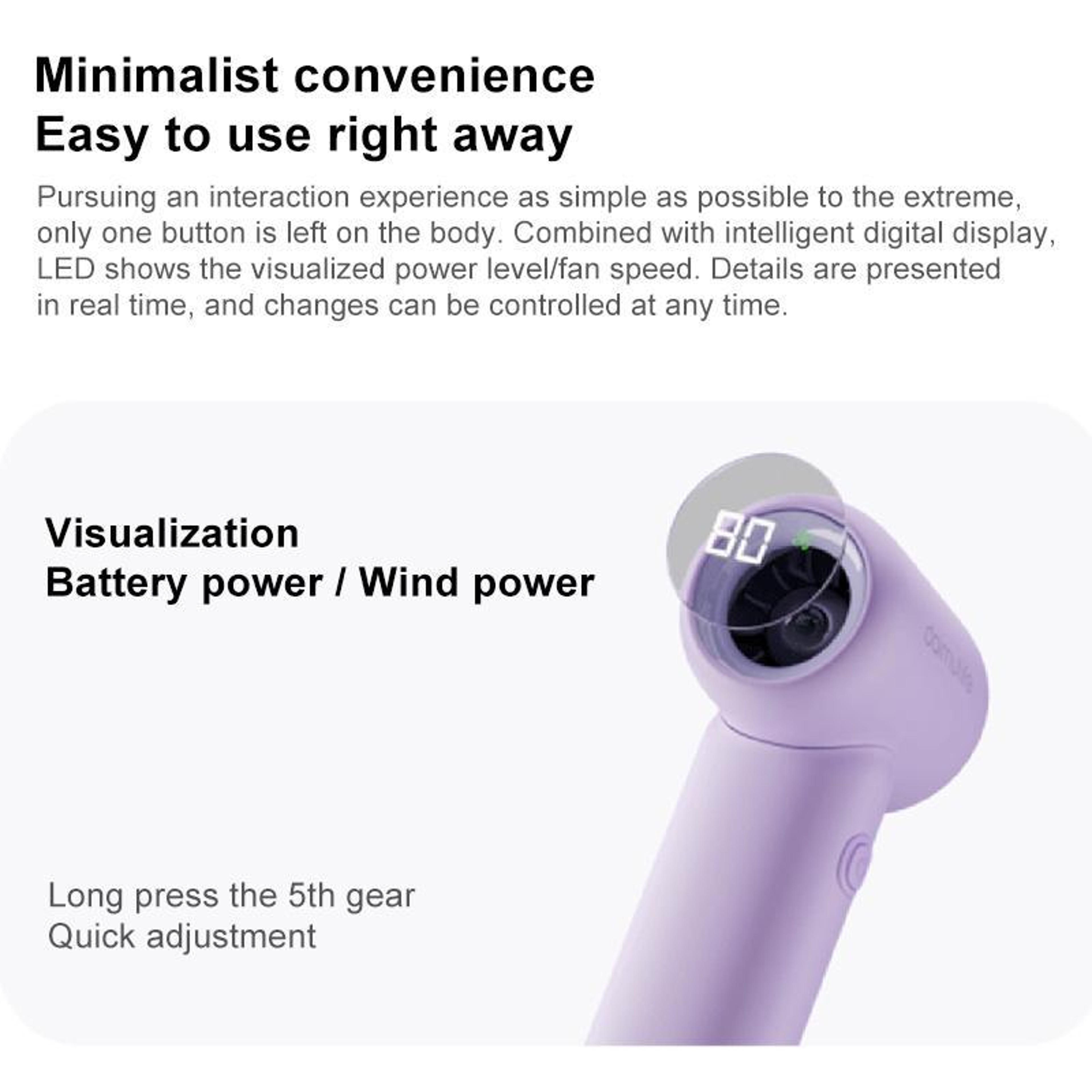 L03 HighSpeed Portable Handheld Fan With Digital Display And 5Speed Rechargeable Cooling 10