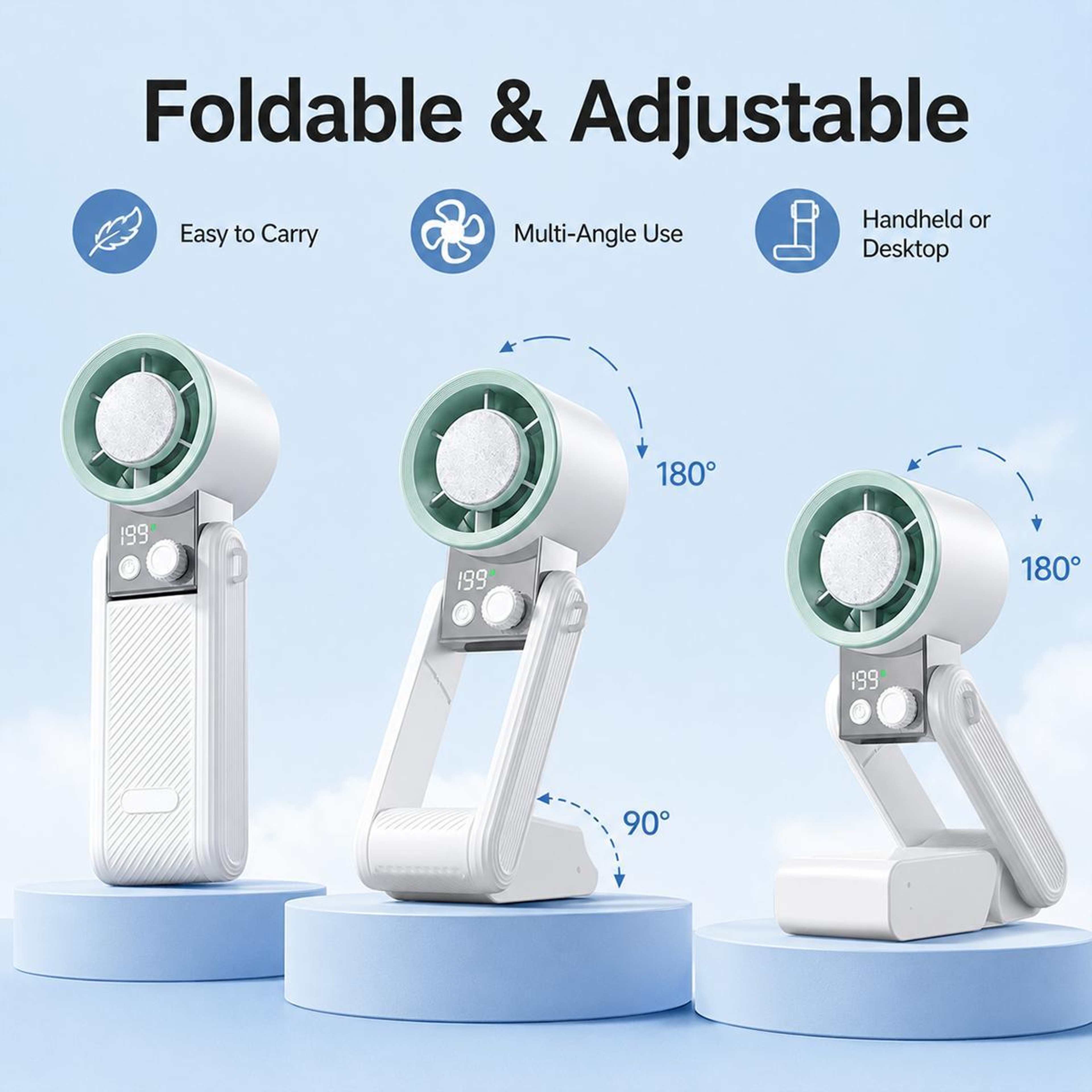 199Speed Portable Handheld Fan With Digital Display 5