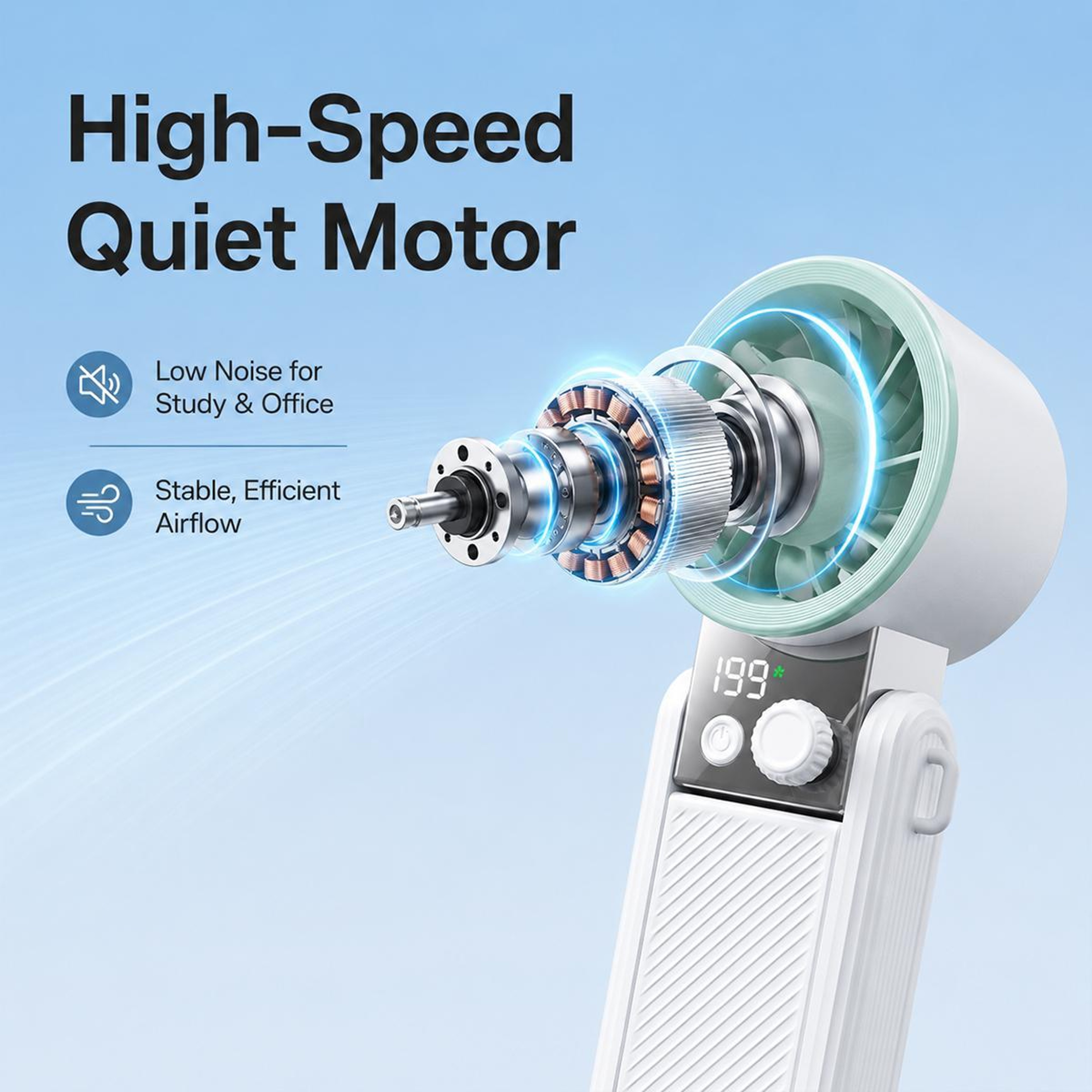 199Speed Portable Handheld Fan With Digital Display 6