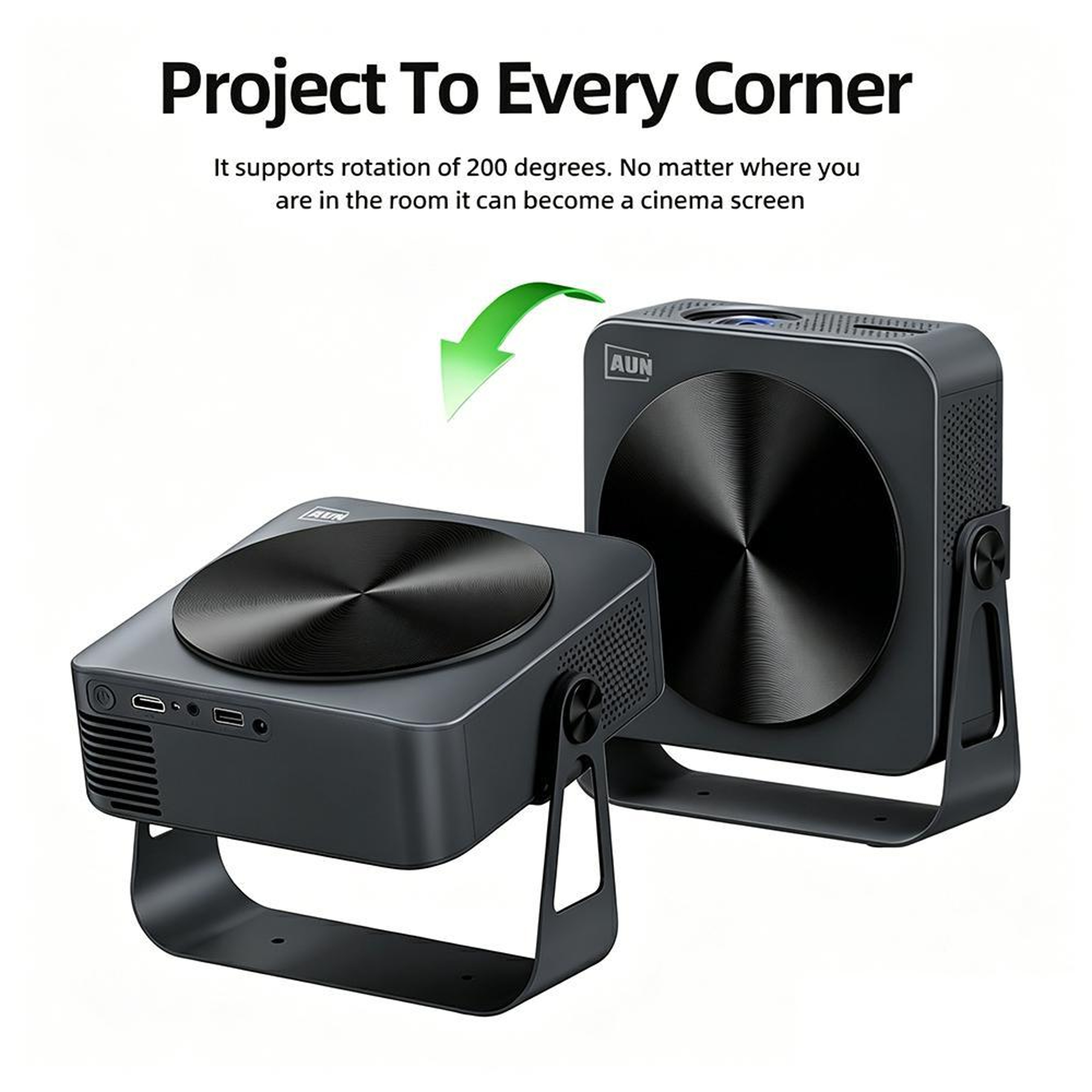 1080P Smart Projector With Android 12 760 ANSI And 200 Rotating Stand 11
