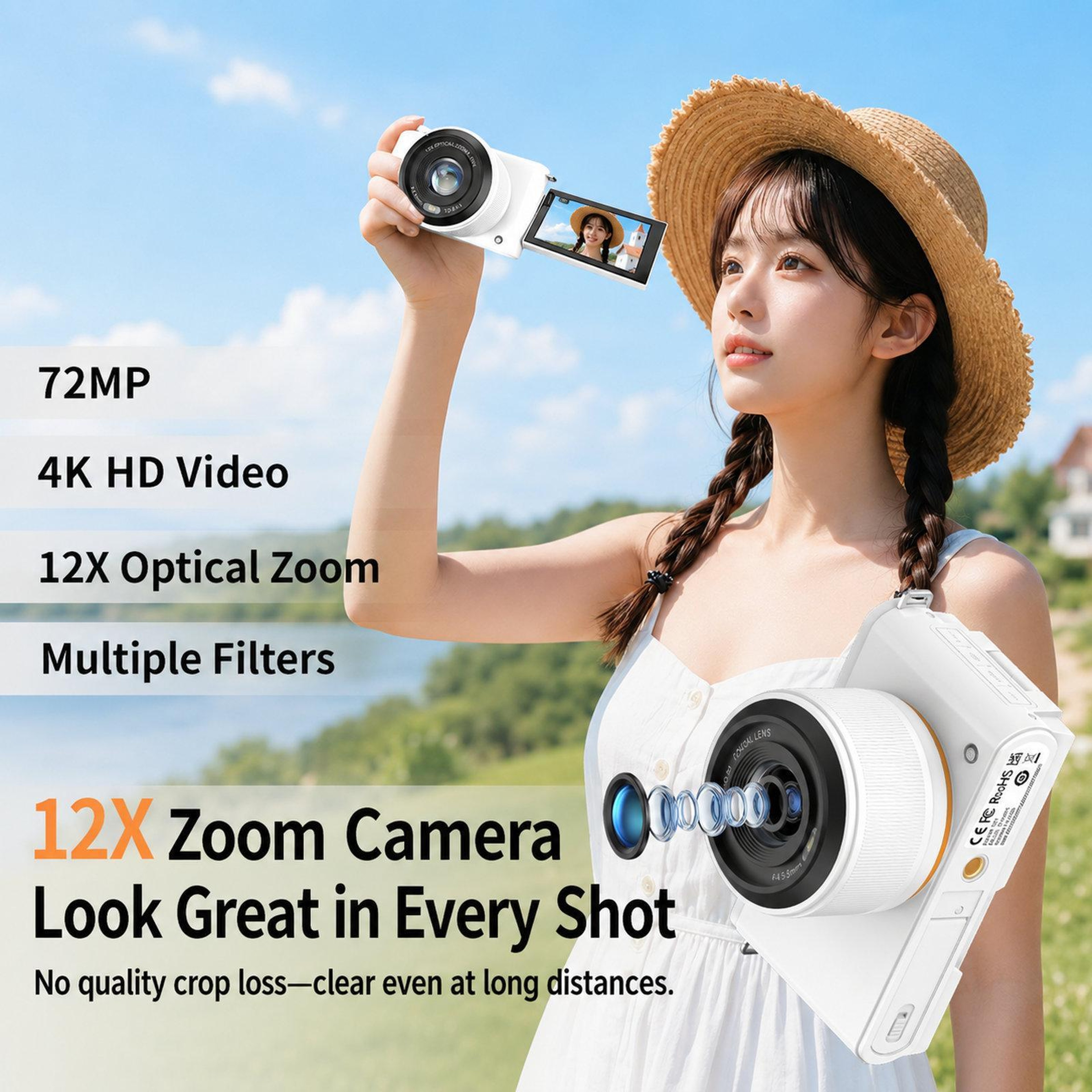 4K Vlogging Camera With 12X Optical Zoom Flip Screen And WiFi 1