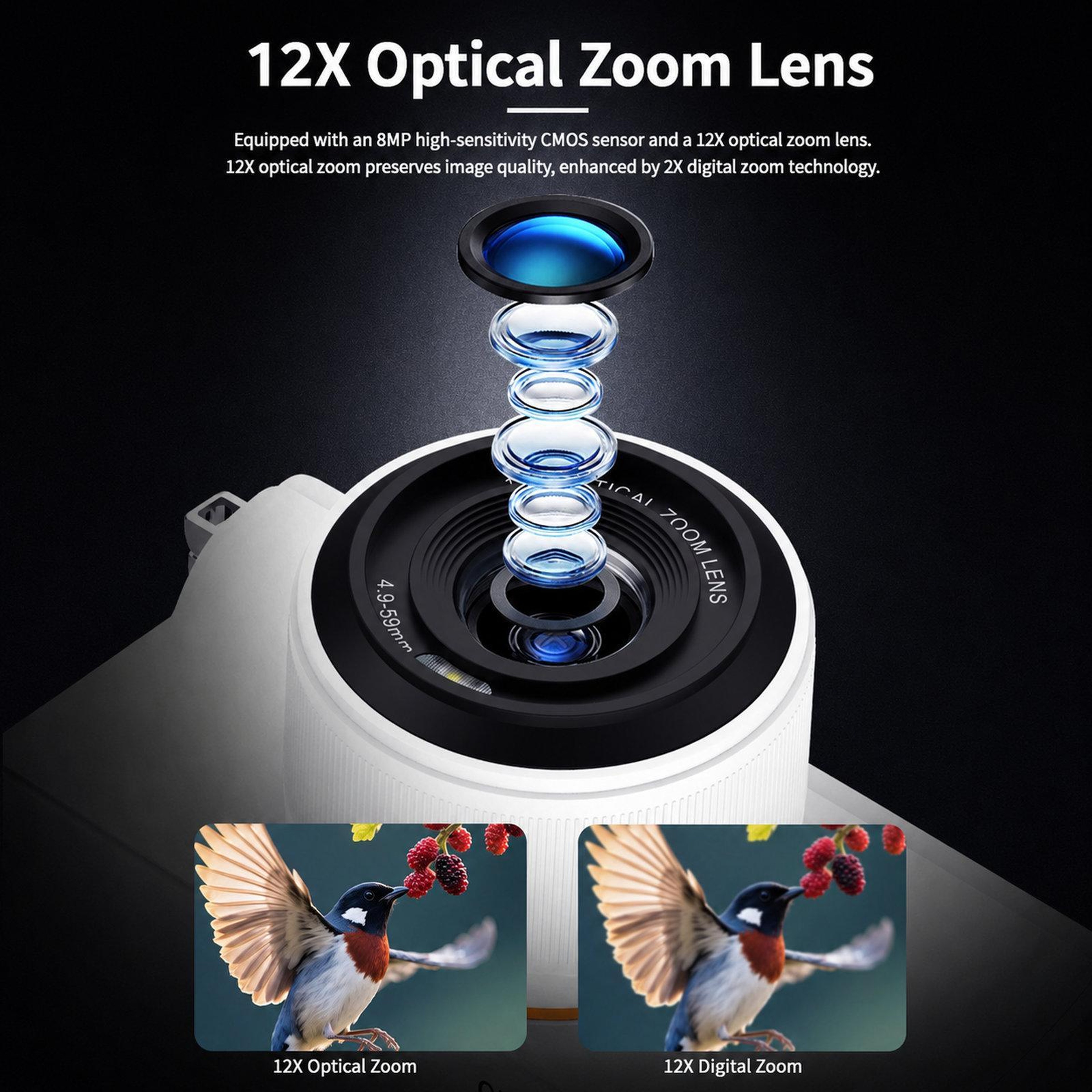 4K Vlogging Camera With 12X Optical Zoom Flip Screen And WiFi 2