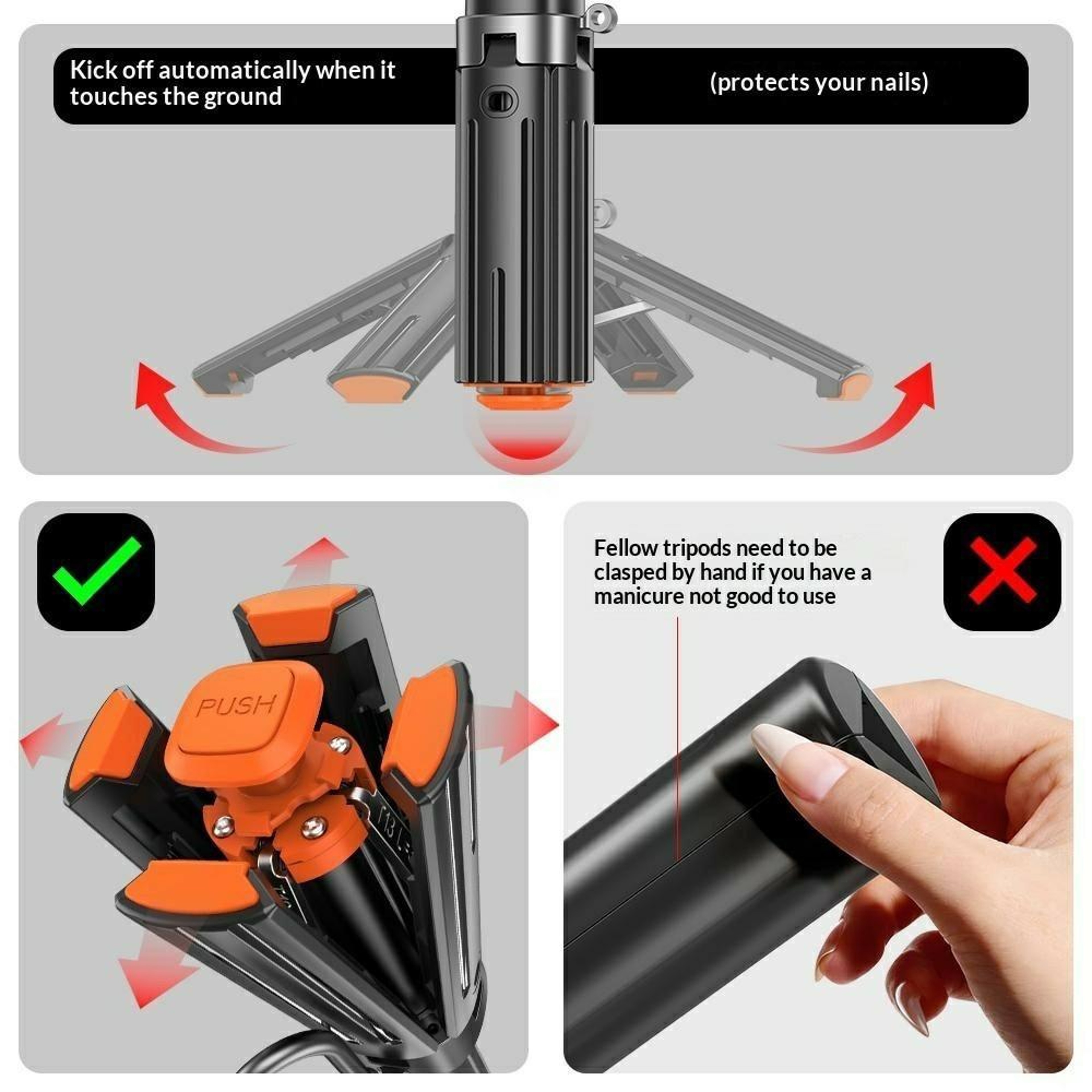 Auto Open Bluetooth Selfie Stick with Extendable Phone Tripod and Remote – view 8