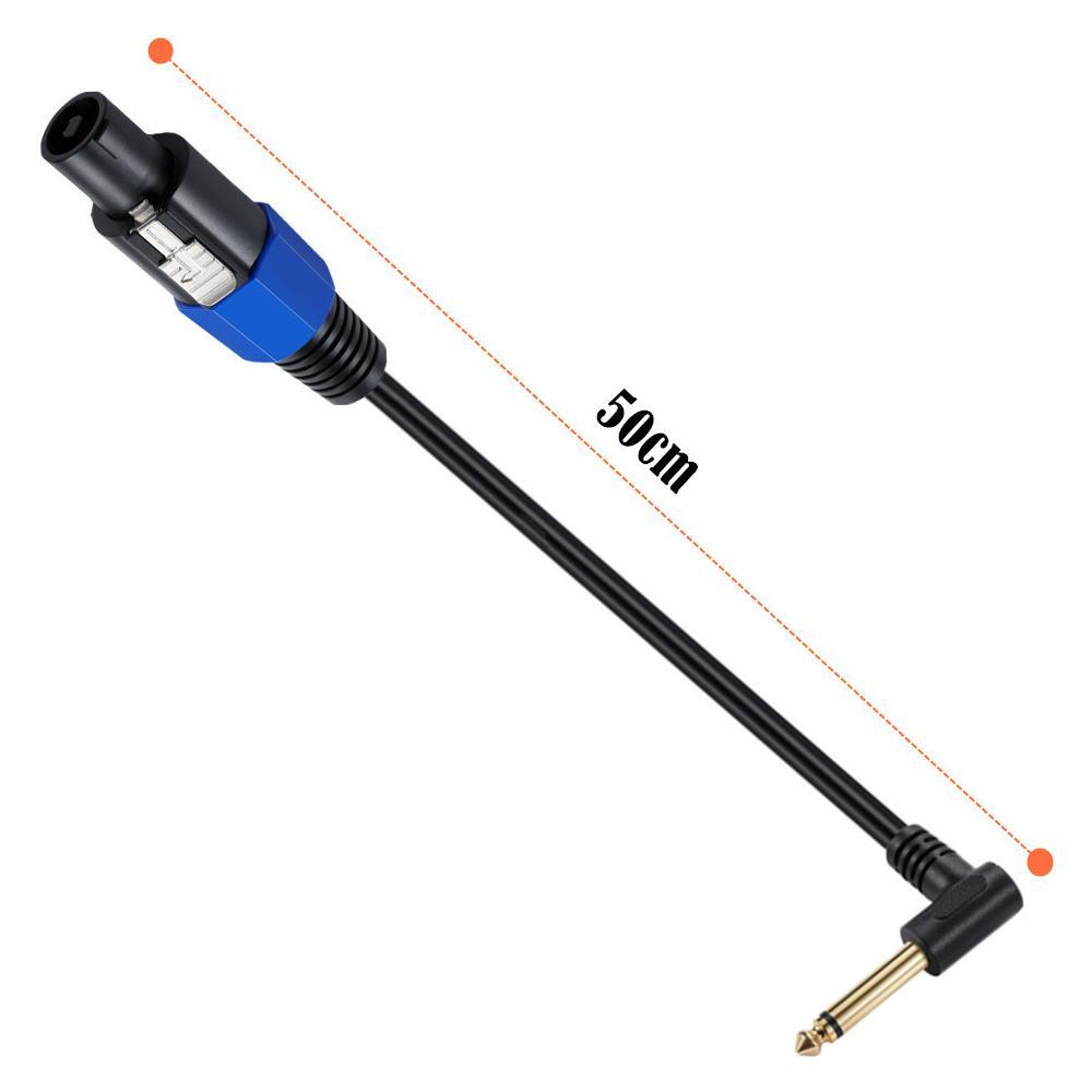 Speakon to 1/4 Speaker Cable 50cm Right Angle TS Amplifier Adapter with Lock – view 6