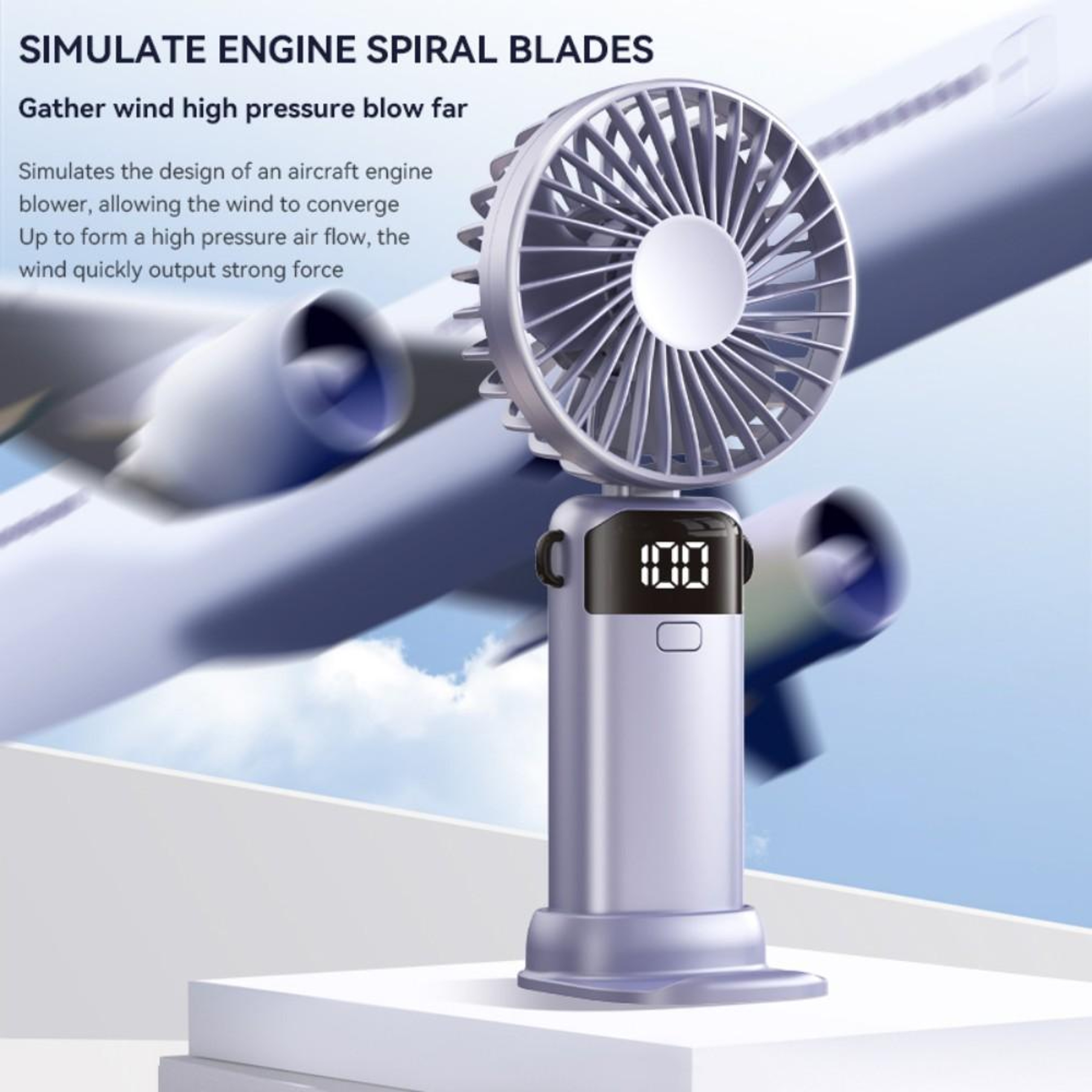Portable Handheld Fan With Ice Cooling Foldable Design And LED Display 10
