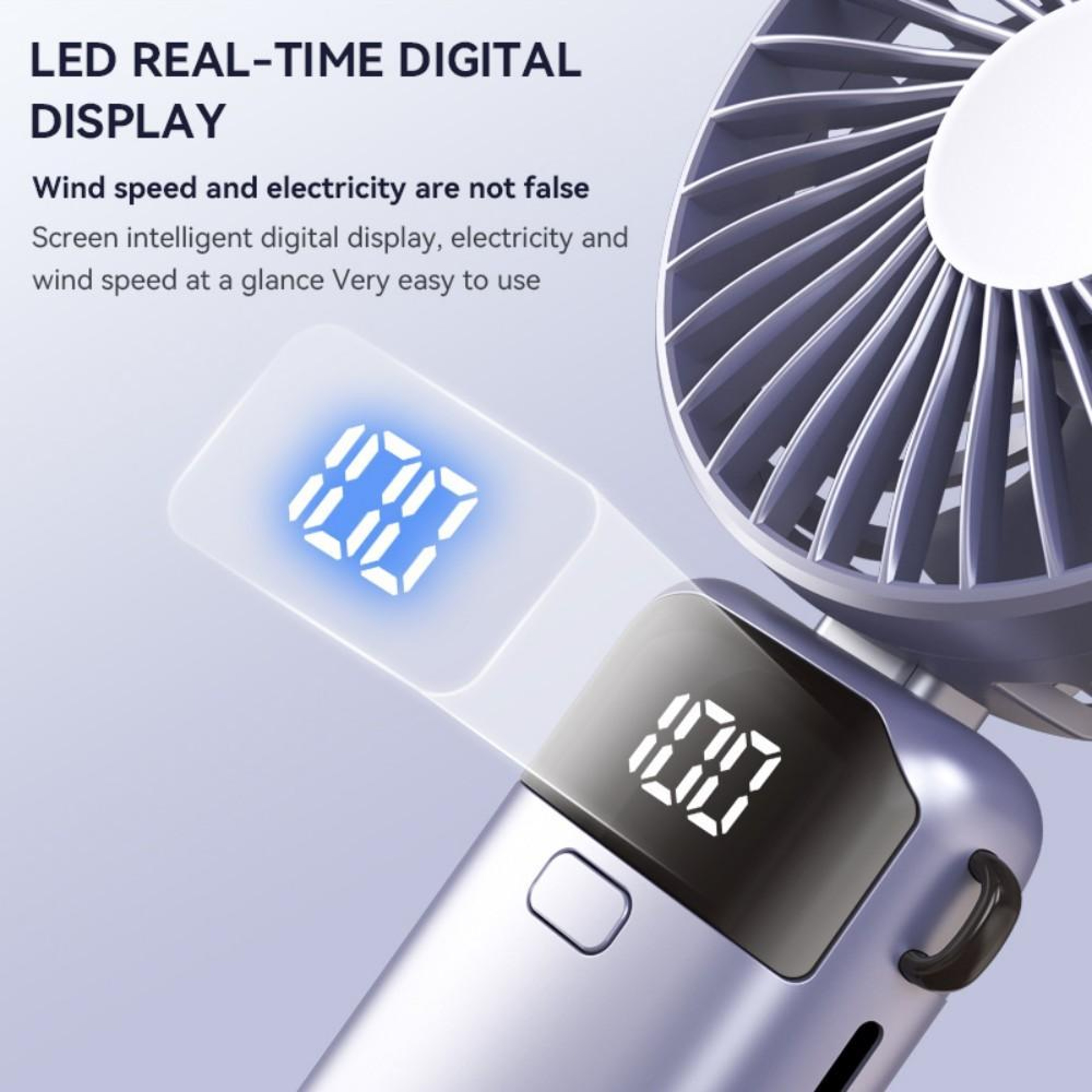 Portable Handheld Fan With Ice Cooling Foldable Design And LED Display 5