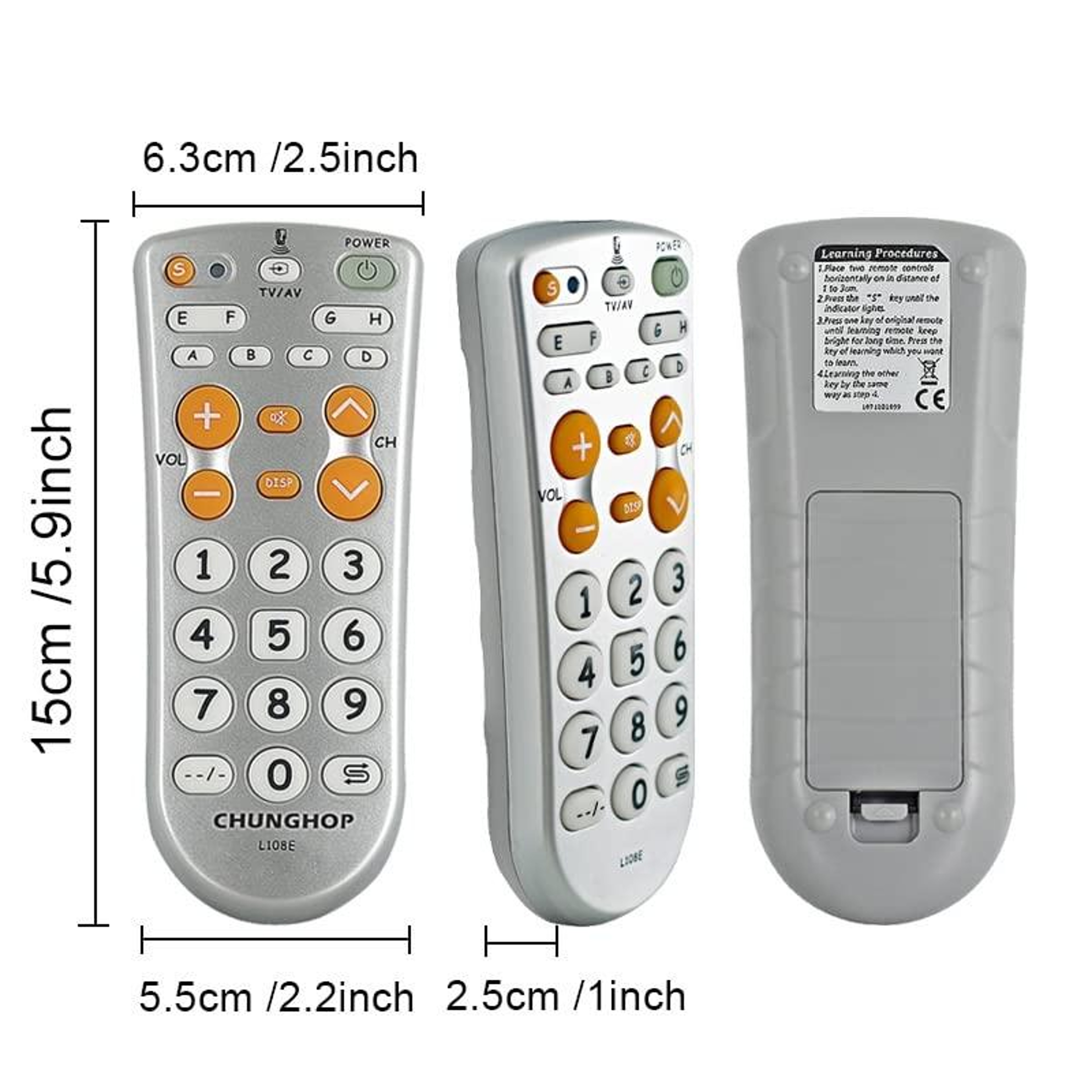 Universal Remote Control with Infrared Learning Remote Function – view 2