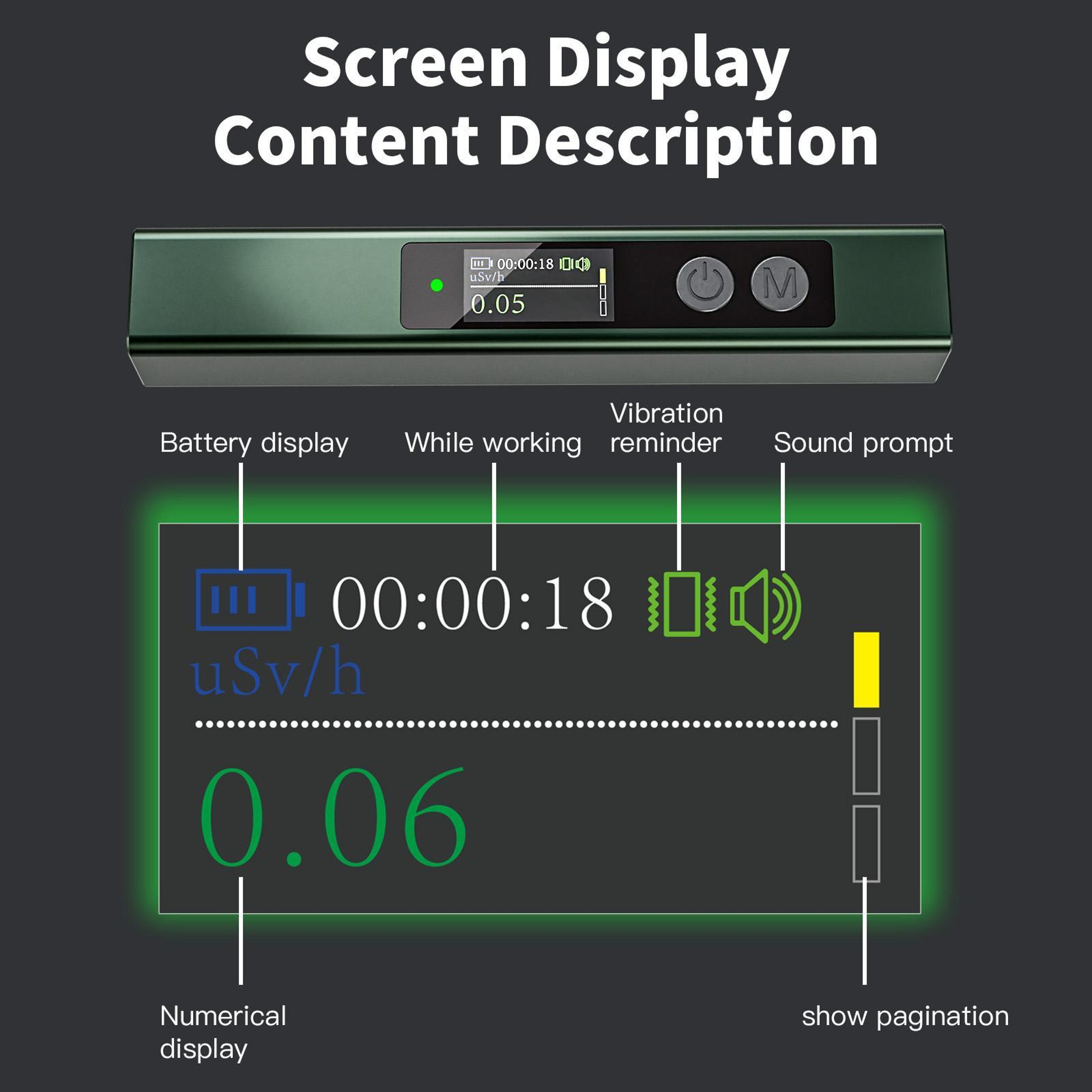 Portable Geiger Counter Radiation Detector with X-Ray Gamma Beta Detection – view 5