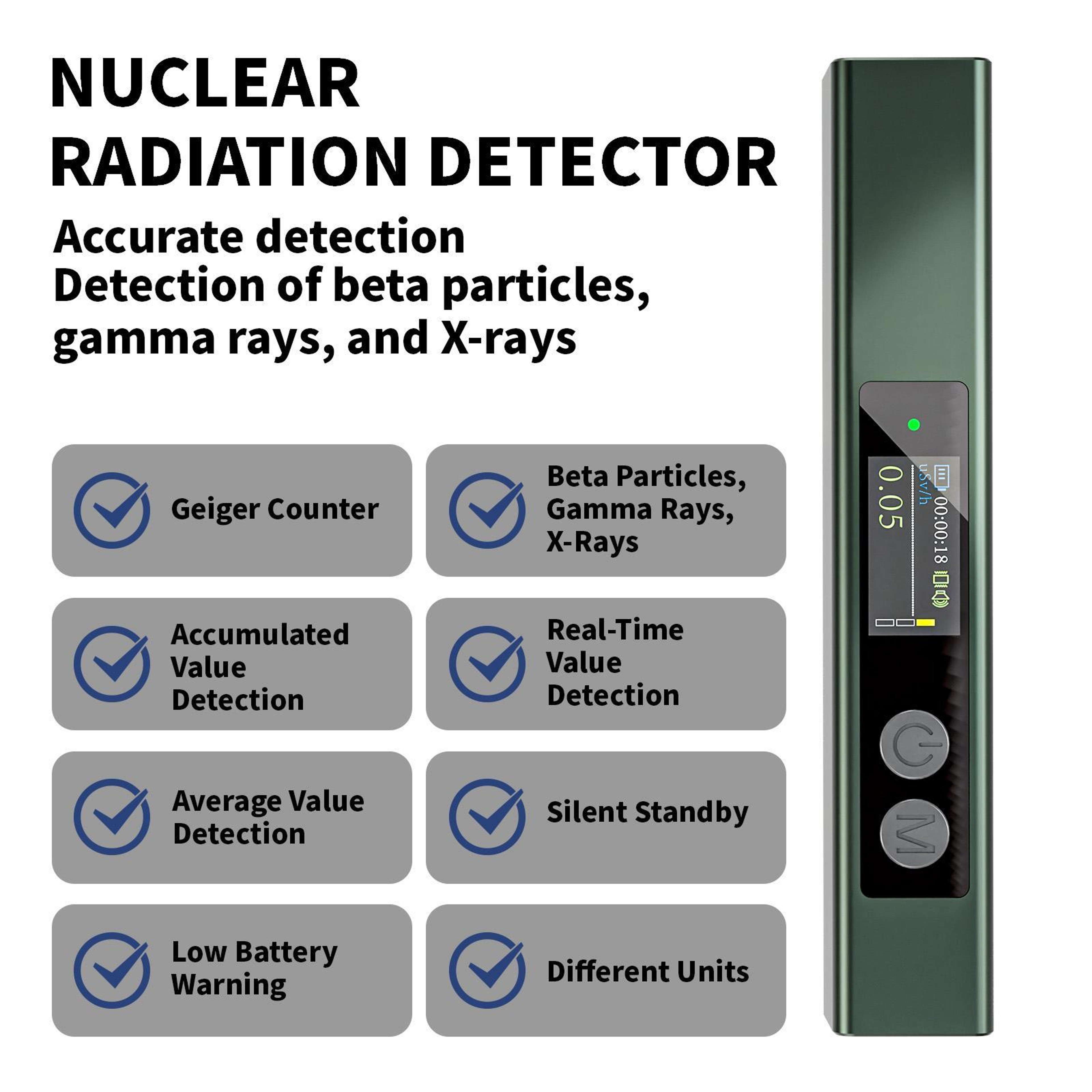 Portable Geiger Counter Radiation Detector with X-Ray Gamma Beta Detection – view 8