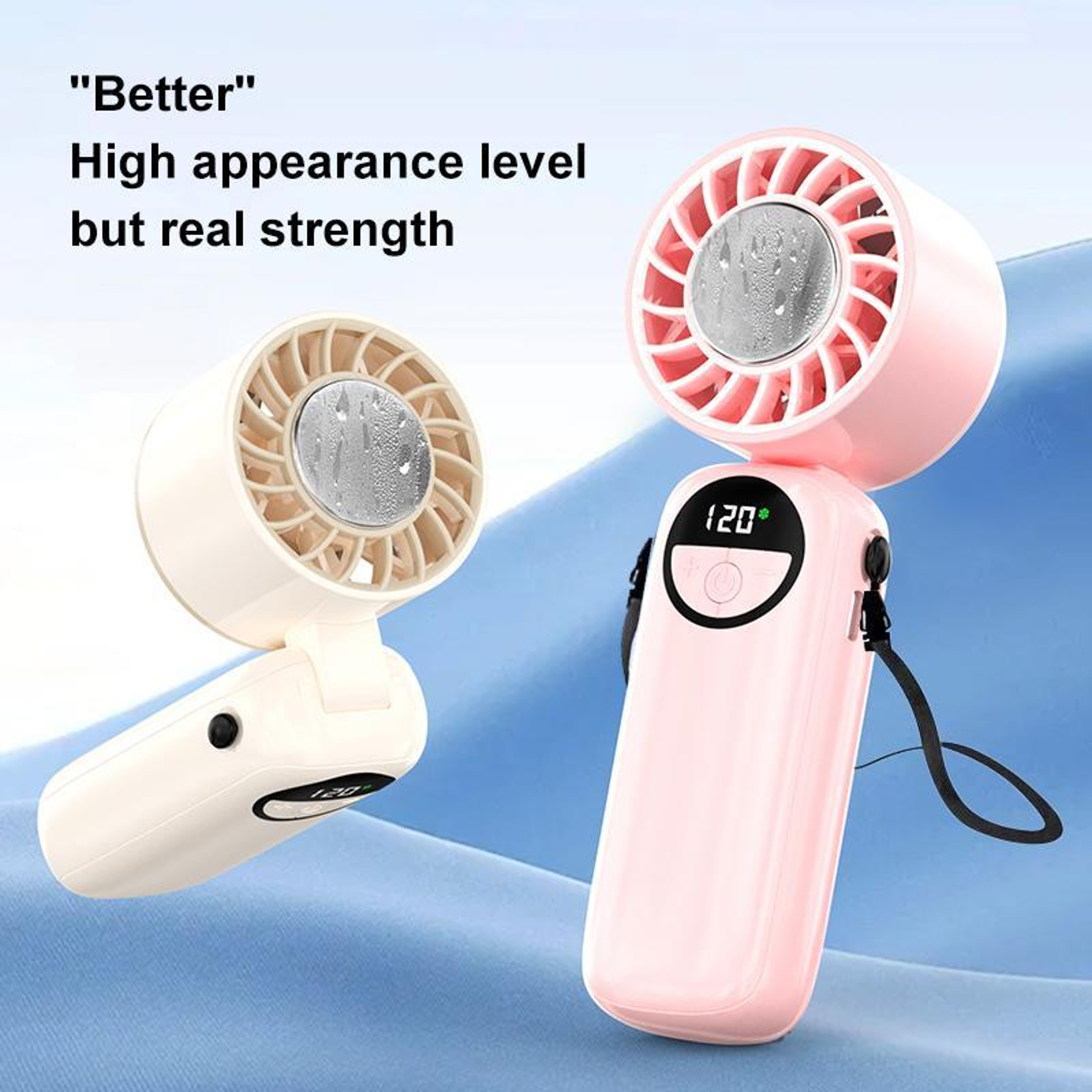 Ice Cooling Handheld Fan with Foldable Neckband and LED Display – view 5
