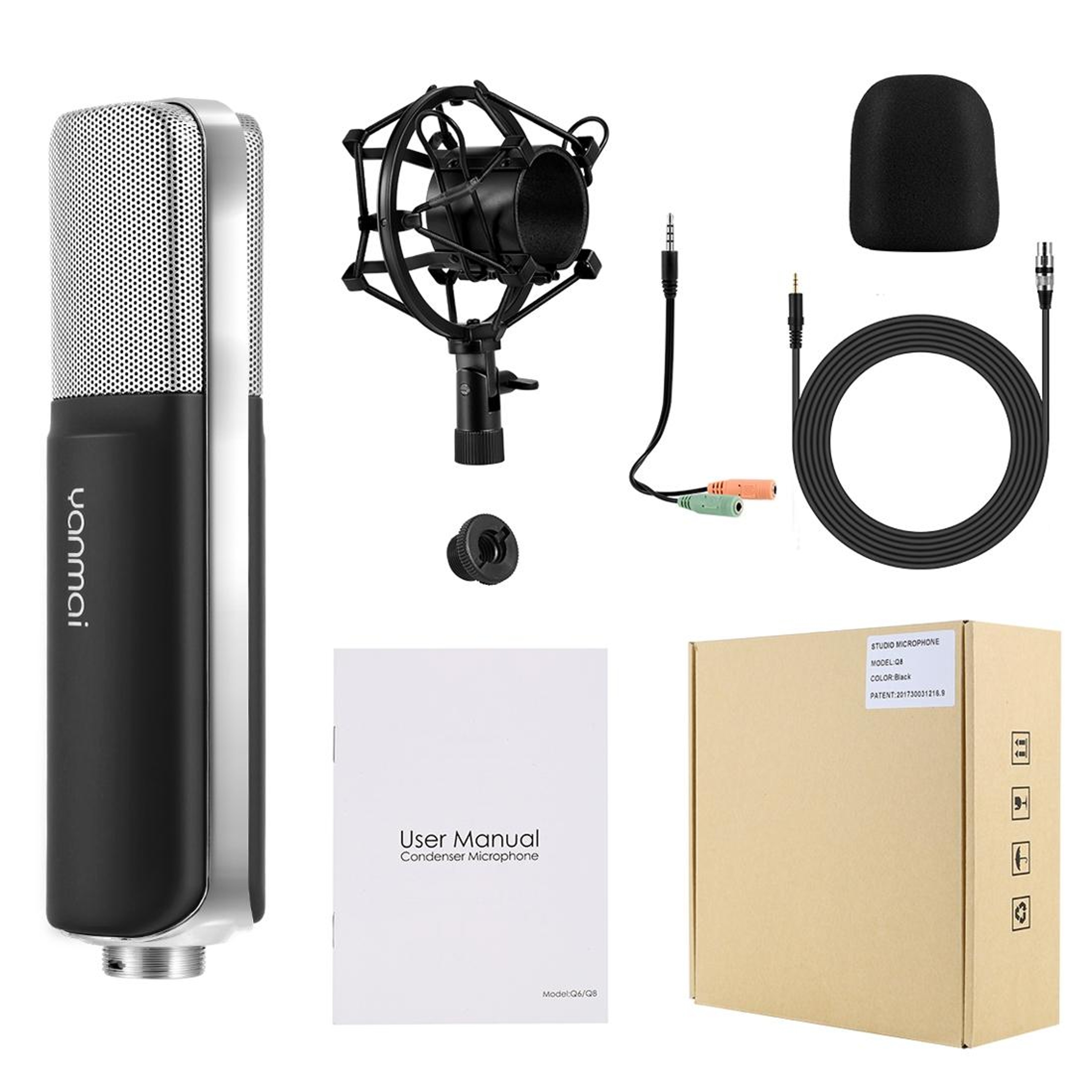 Q8 Condenser Microphone With Adjustable Stand For Gaming Streaming And Recording 5