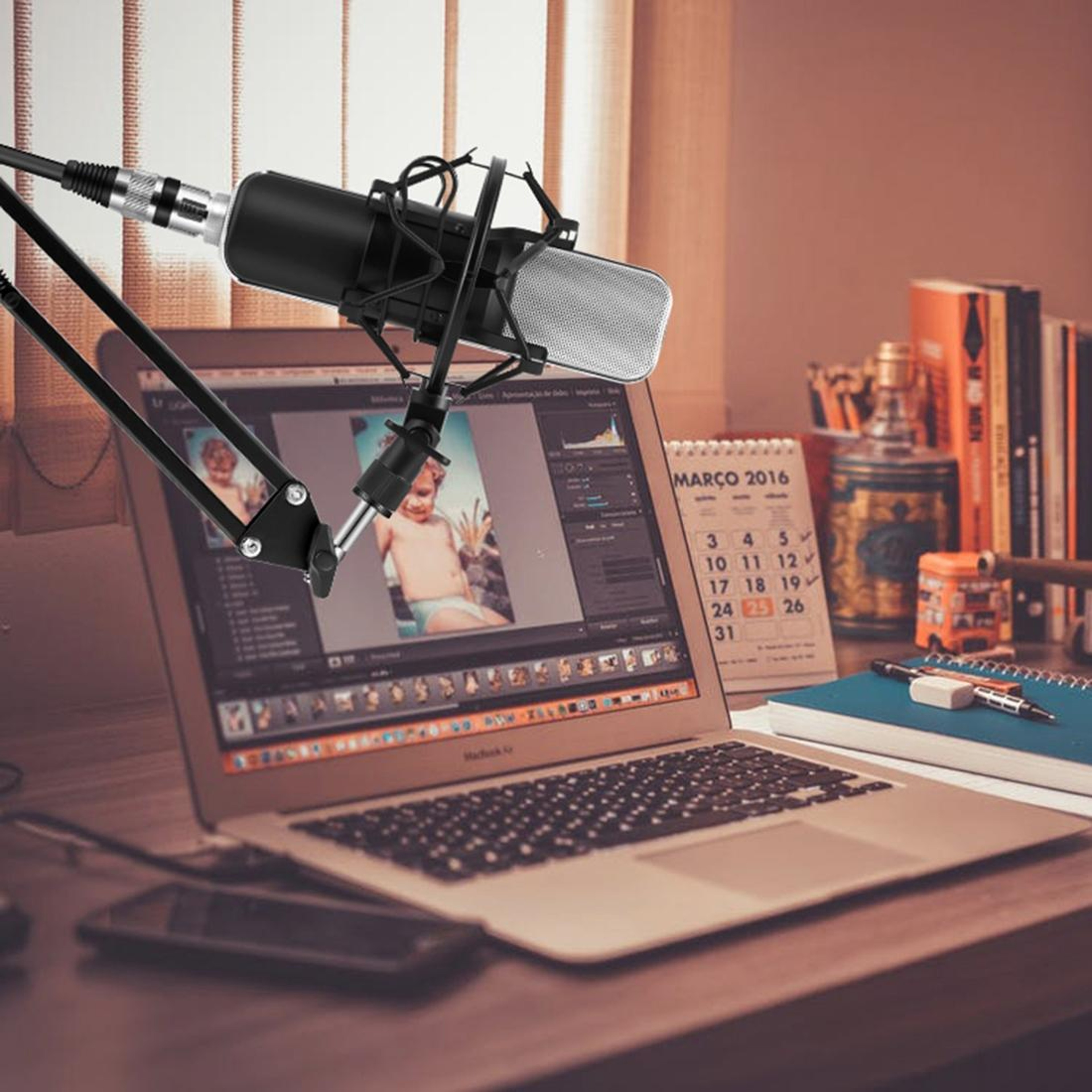 Q8 Condenser Microphone With Adjustable Stand For Gaming Streaming And Recording 8
