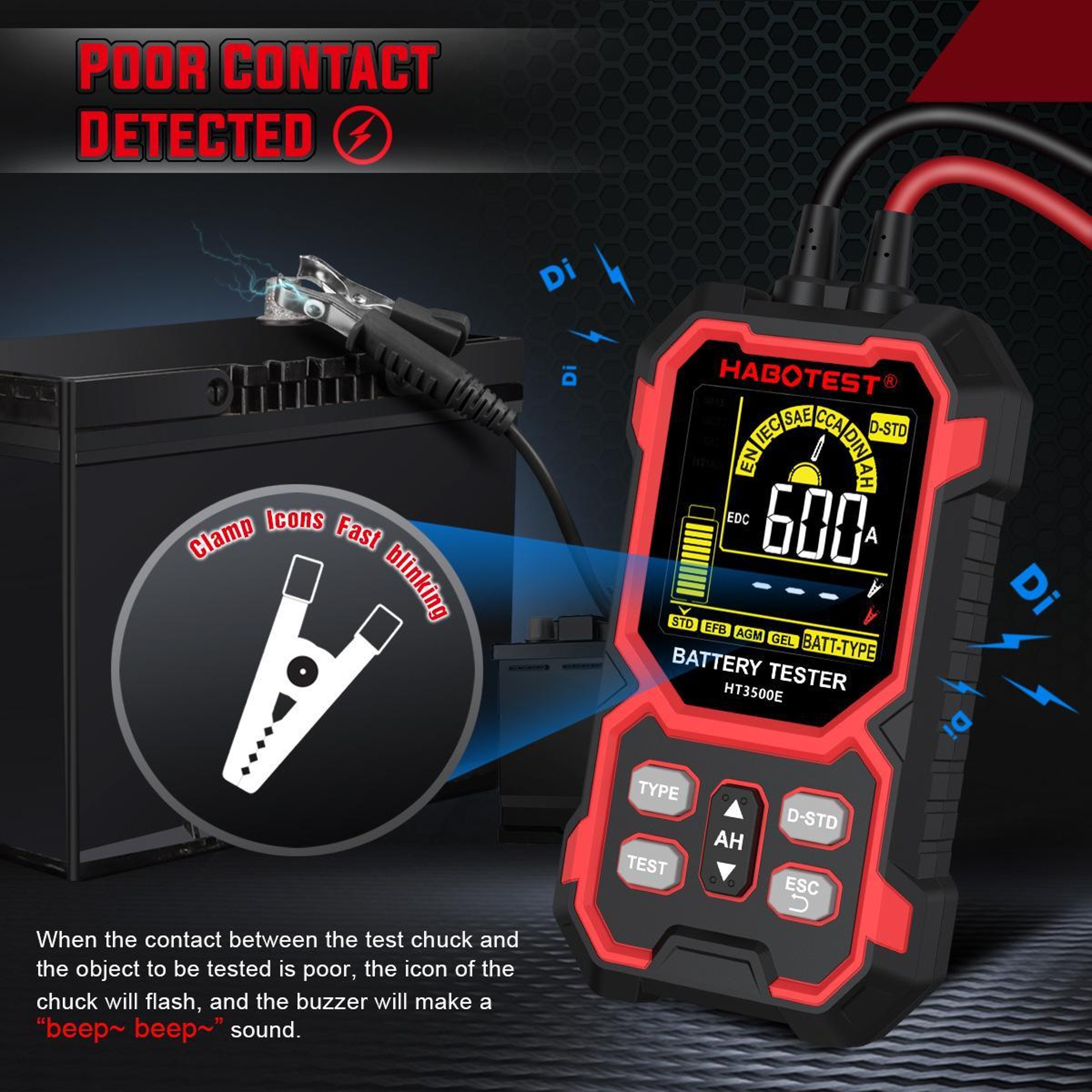 Battery Tester Car Battery Analyzer with CCA and Battery Health Test – view 3