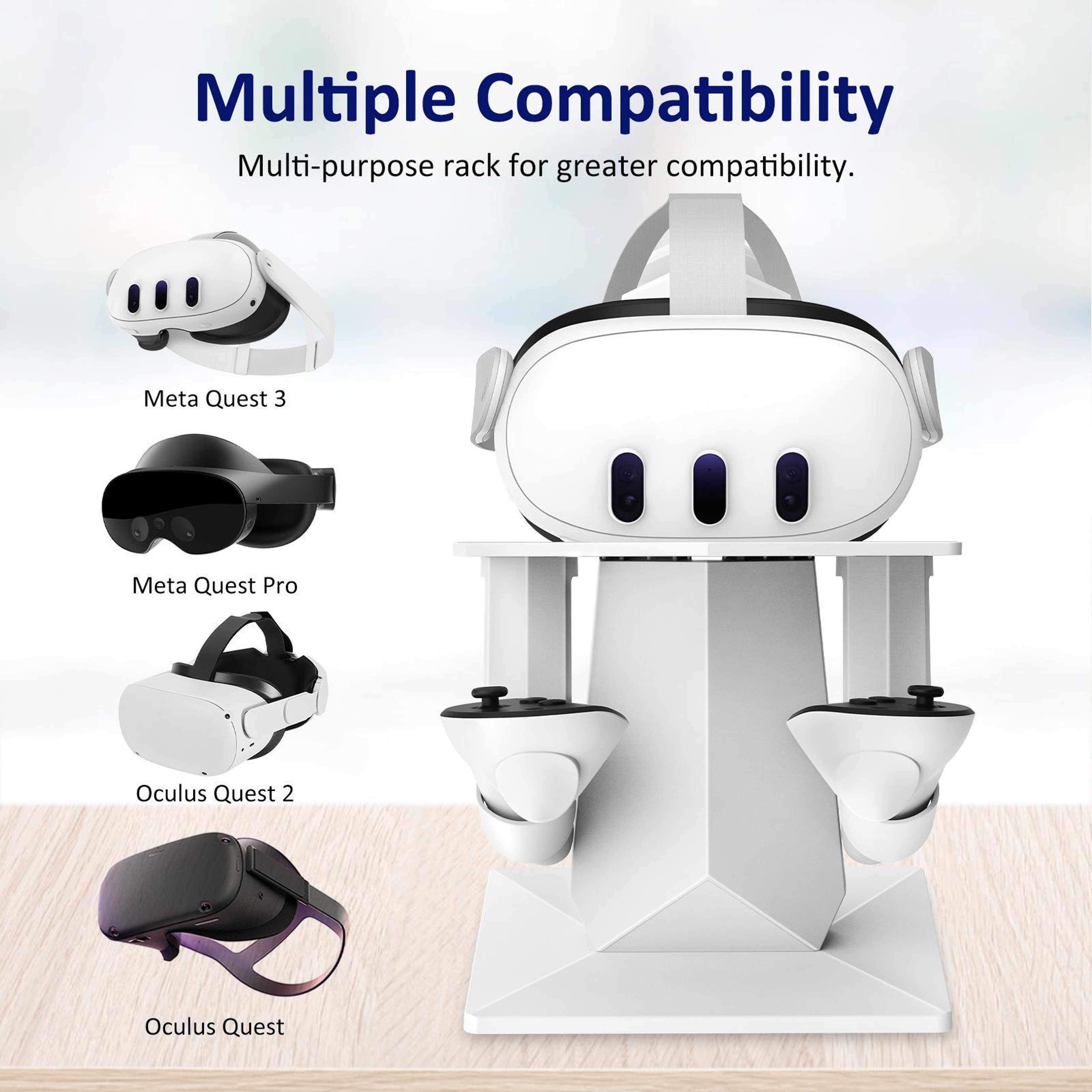Universal VR Headset Stand With Controller Holders For Meta Quest And Oculus 1