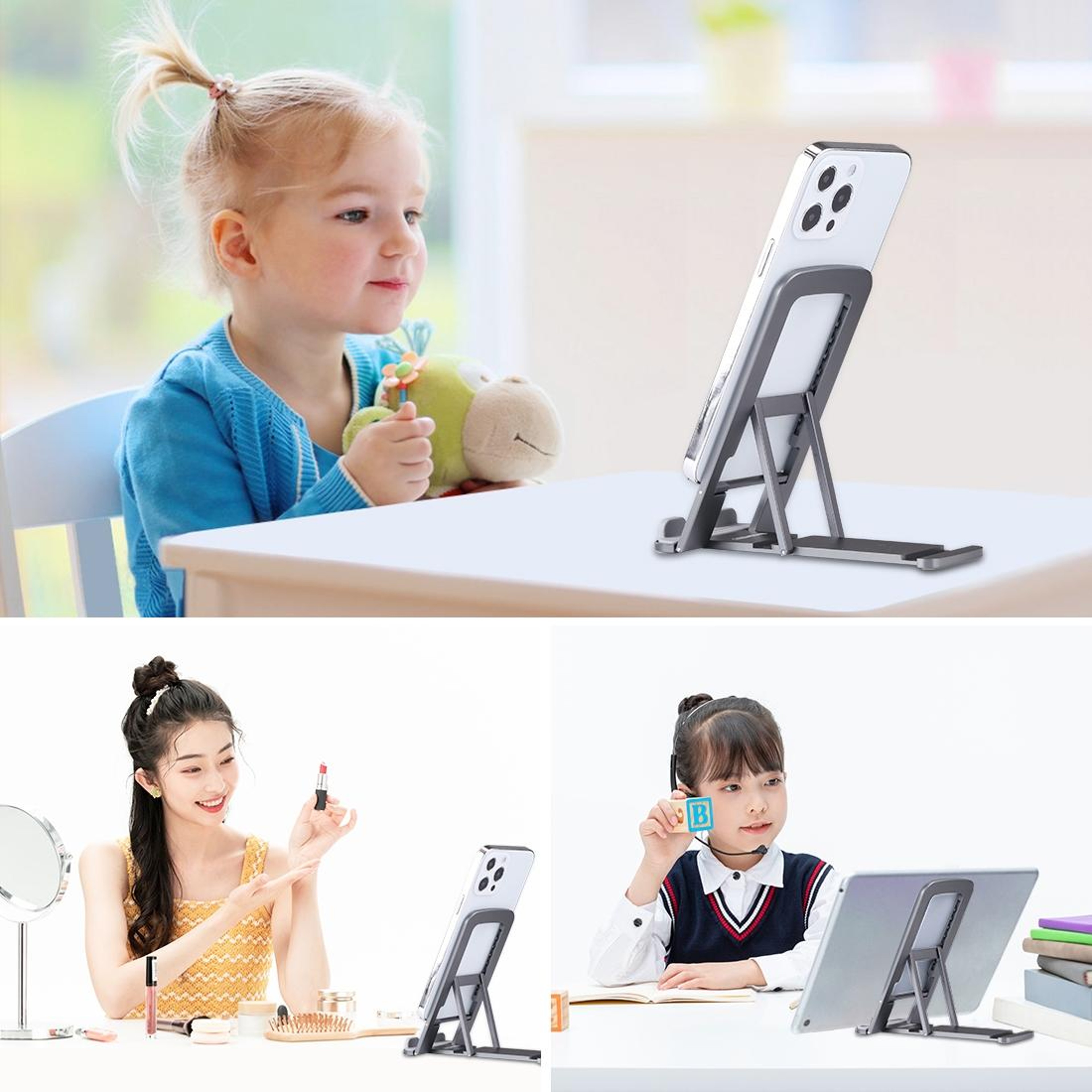 Adjustable Phone & Tablet Stand, Foldable Aluminum Desktop Holder – view 7