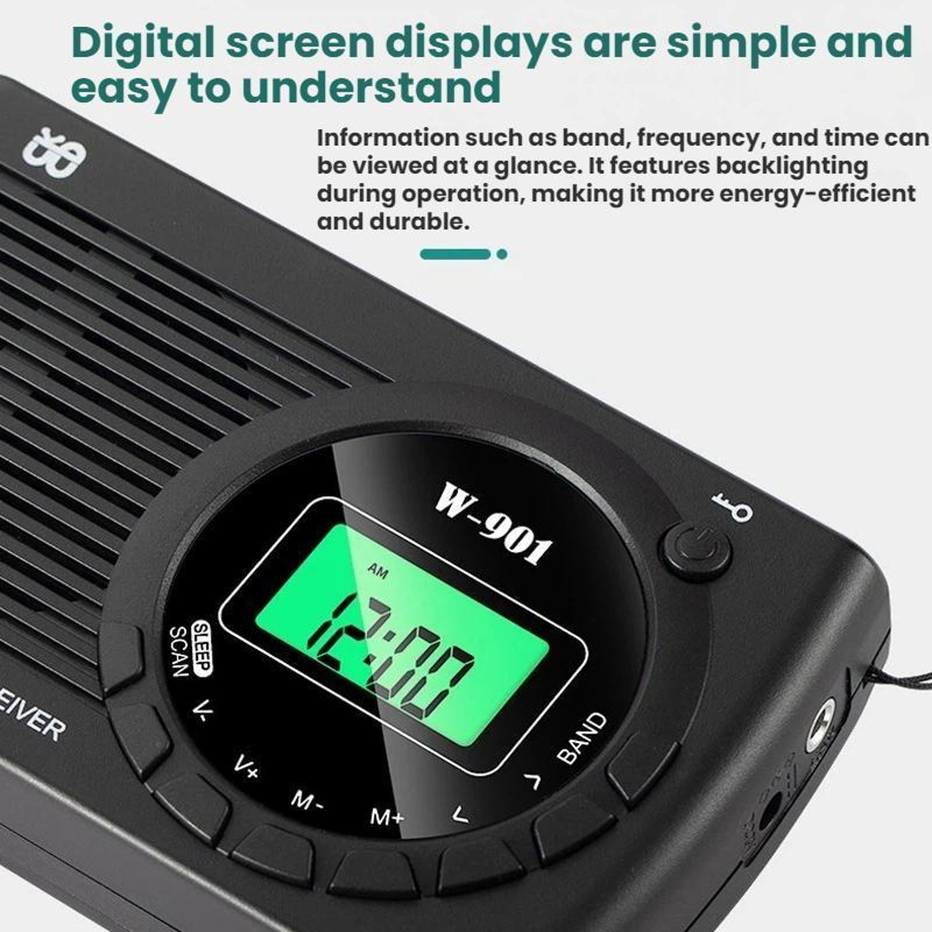 Portable FM AM Shortwave Radio with DSP Reception, LCD Display – view 10