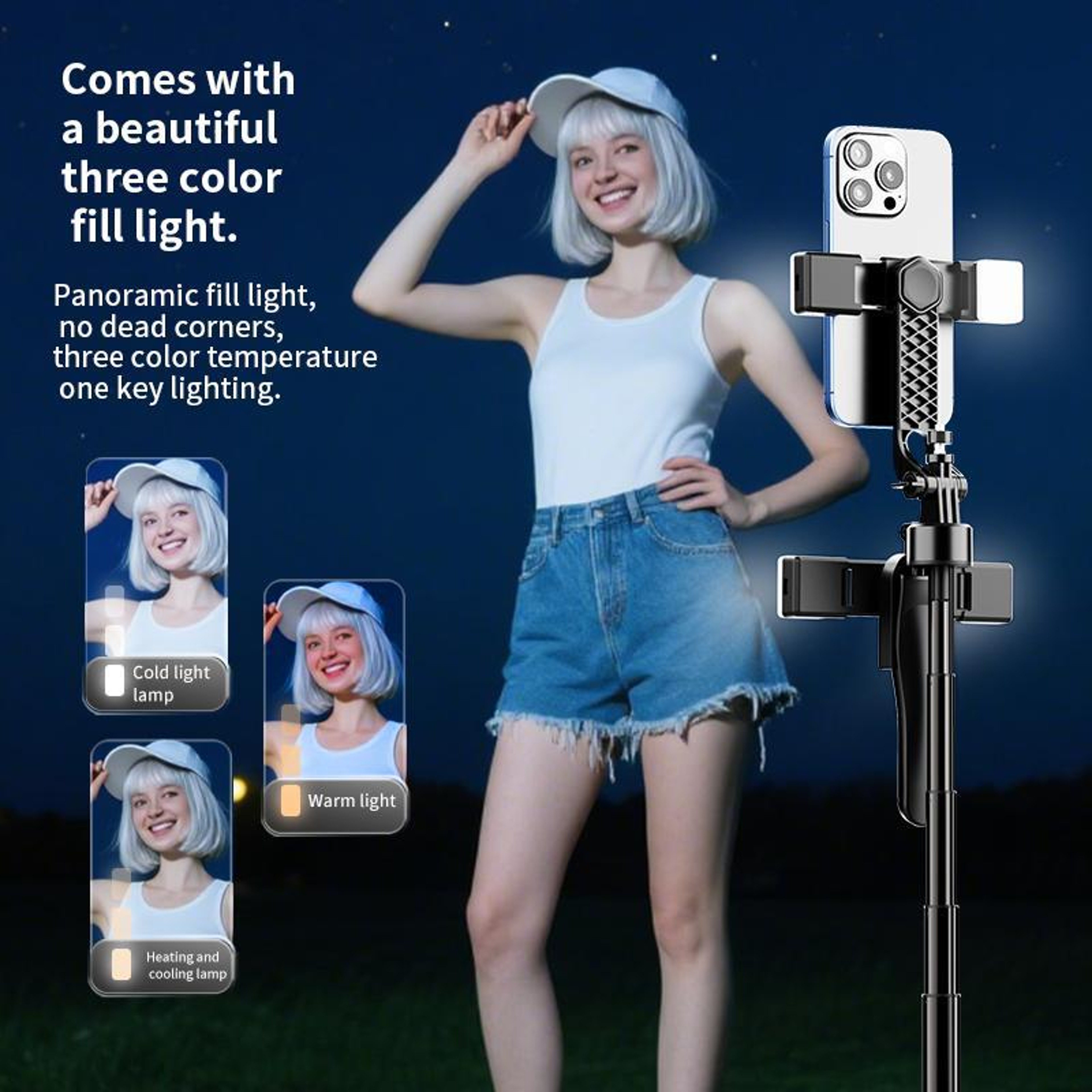 Telescopic Phone Tripod Stand with Bluetooth Selfie Stick and 360° Rotation – view 5