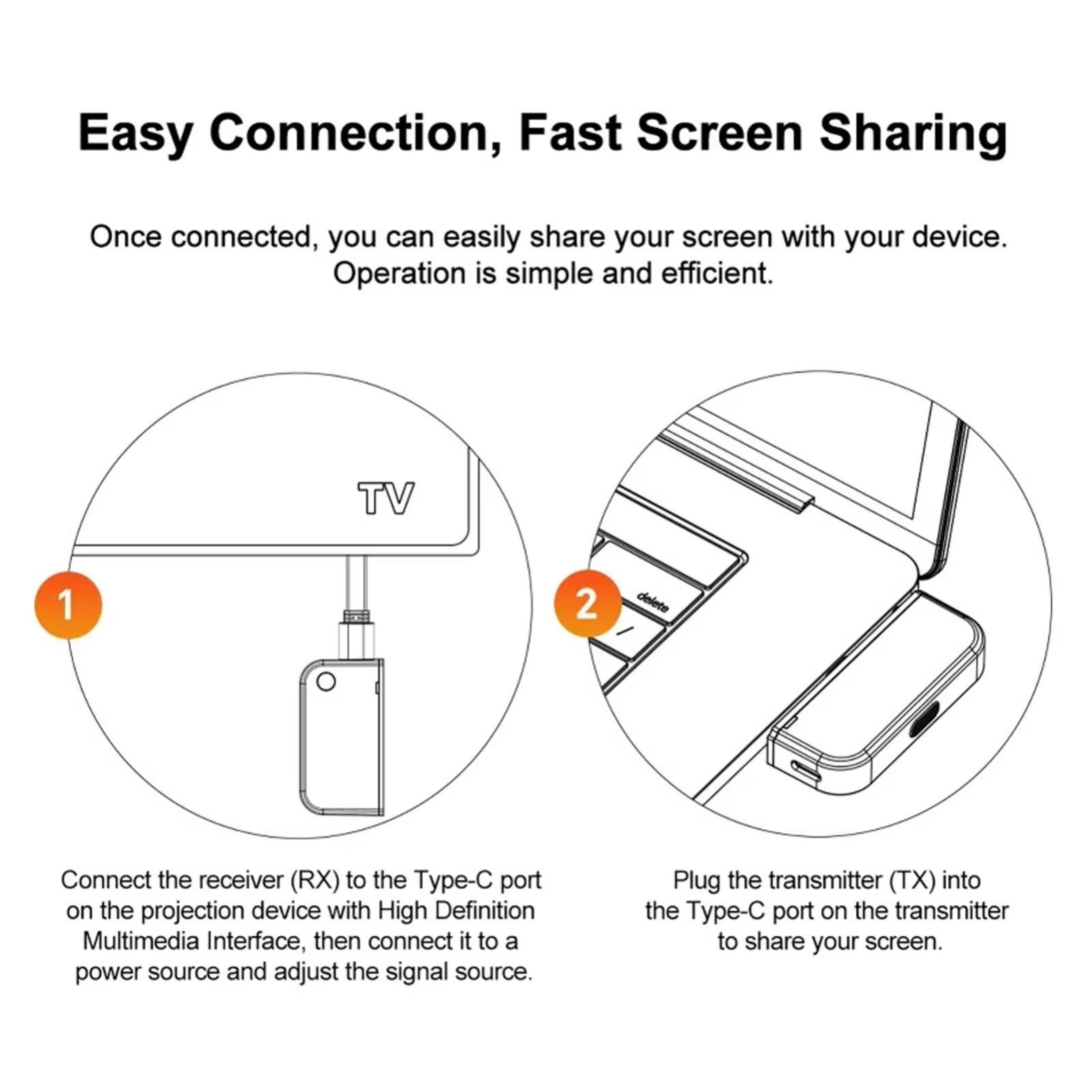 2-in-1 USB-C Wireless HDMI Extender 1080P Screen Mirroring Kit with 50M Range – view 11