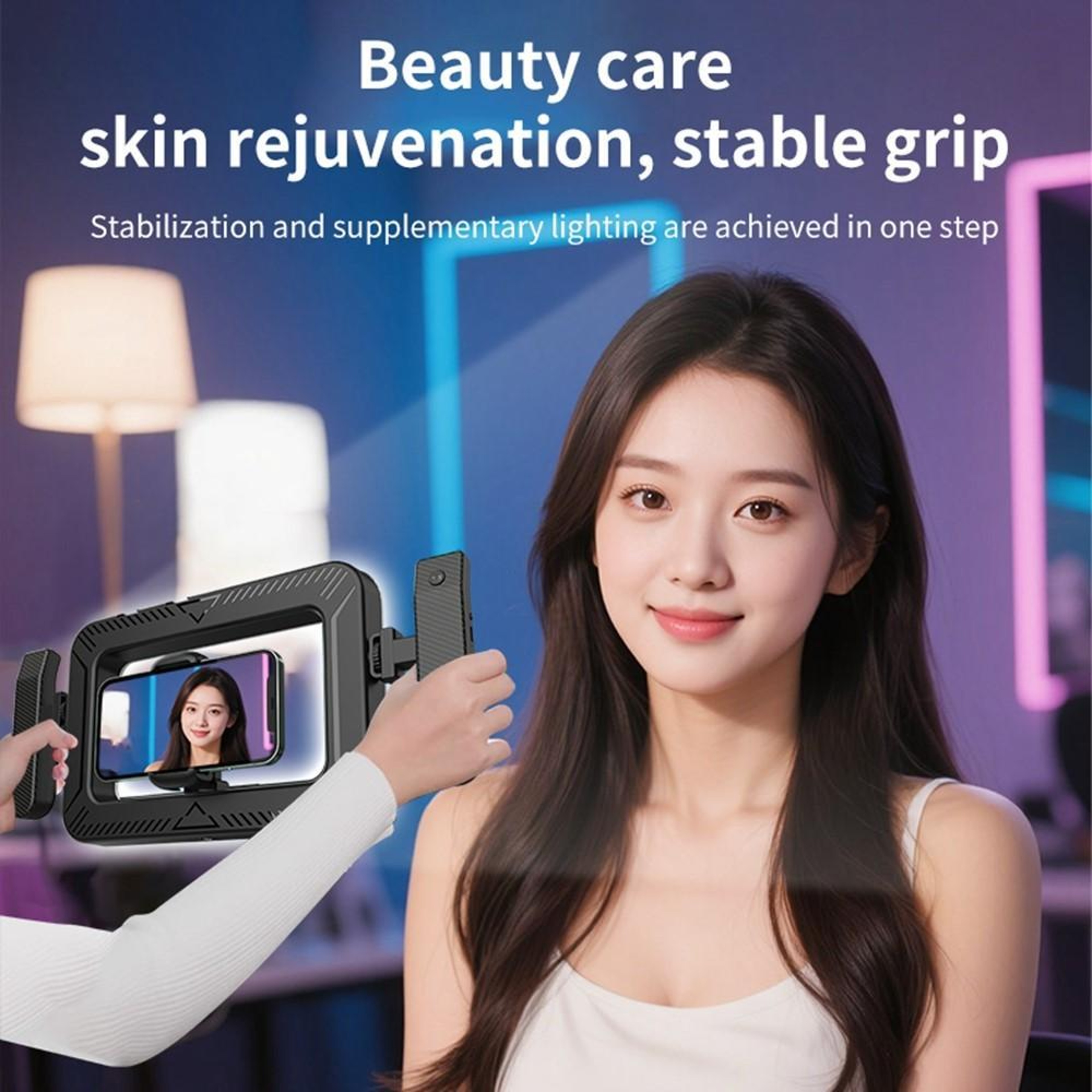 K03 Handheld Ring Light with Phone Holder and Bluetooth Remote – view 3