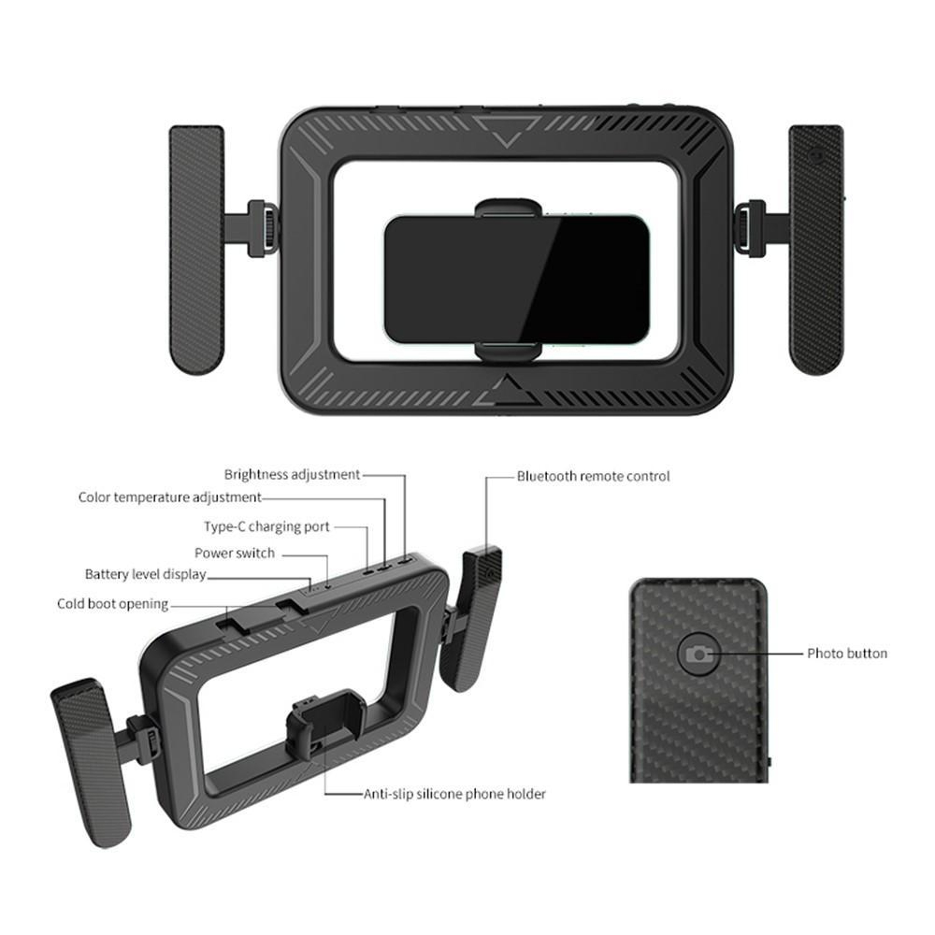 K03 Handheld Ring Light with Phone Holder and Bluetooth Remote – view 6