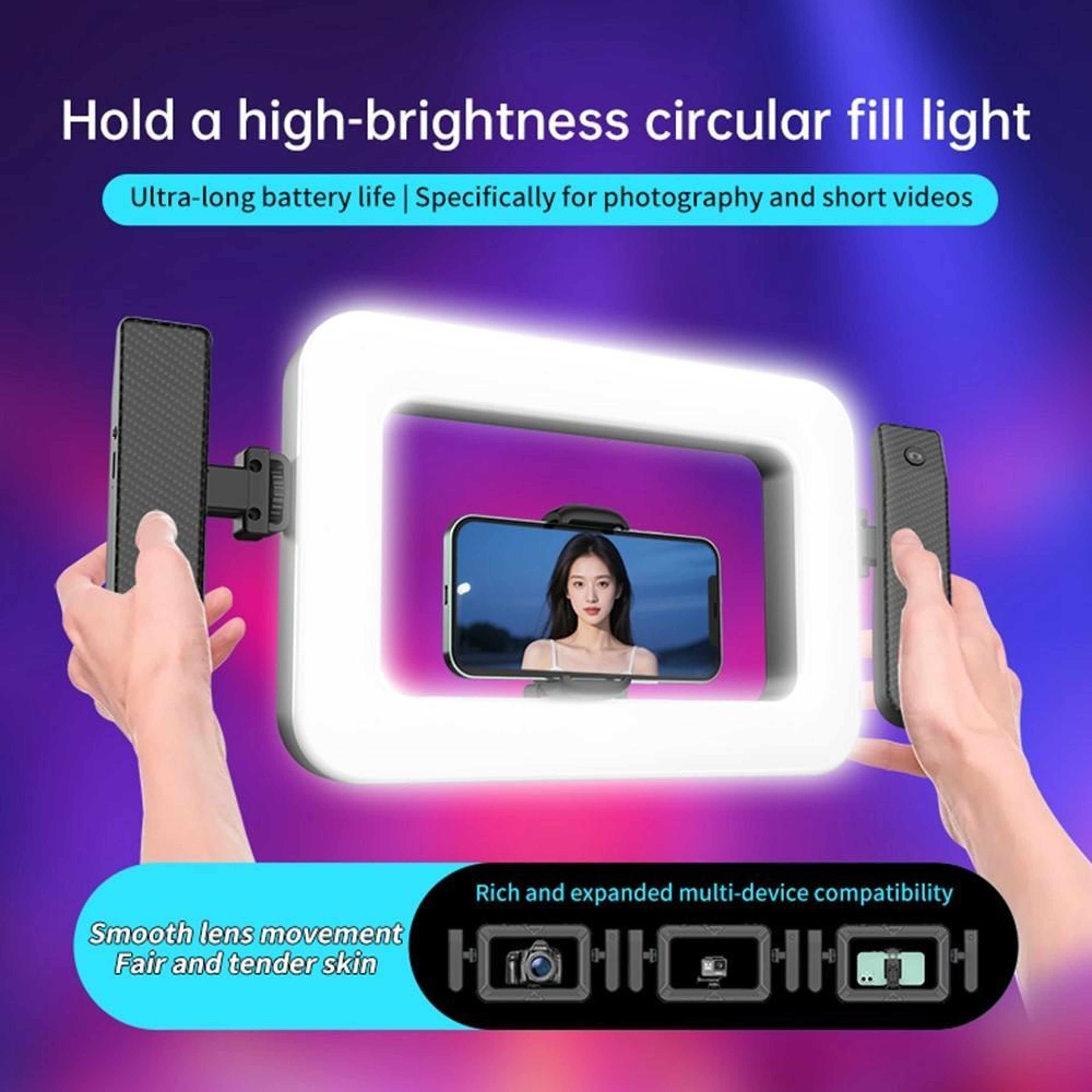 K03 Handheld Ring Light with Phone Holder and Bluetooth Remote – view 7