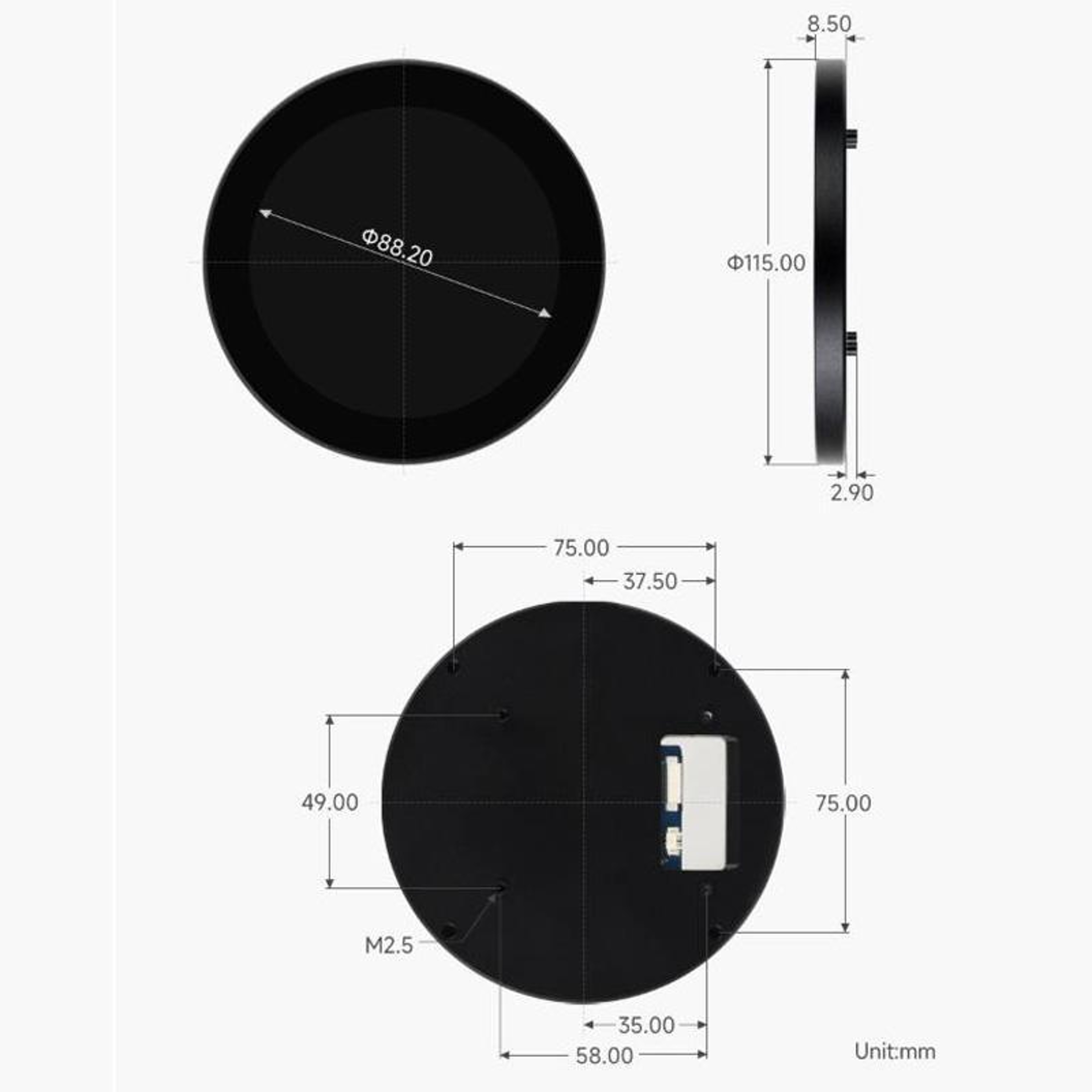 Round IPS Capacitive Touch Display With 10Point Touch And MIPI DSI 1