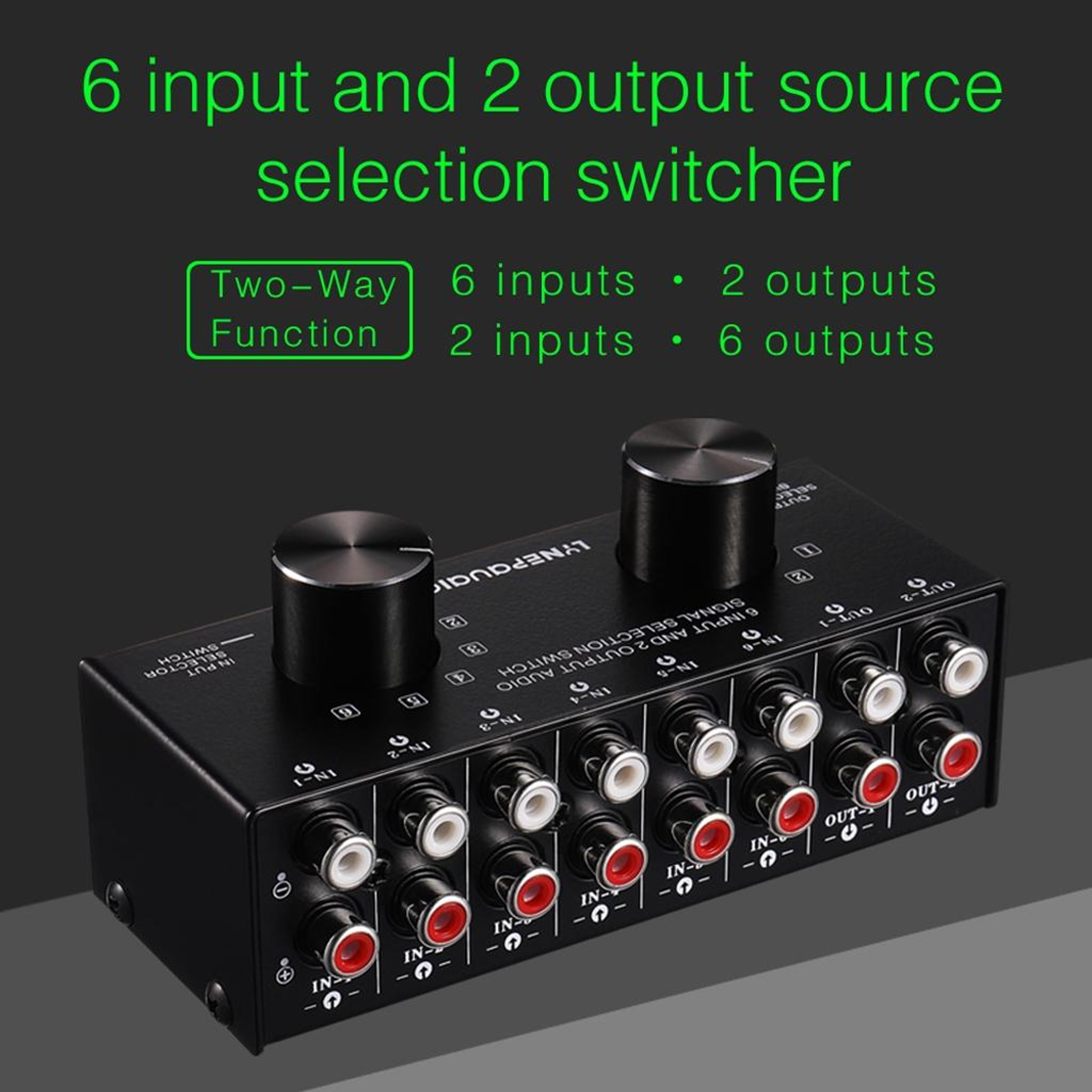 Audio Switcher 6 Input 2 Output Passive Stereo Audio Selector 13