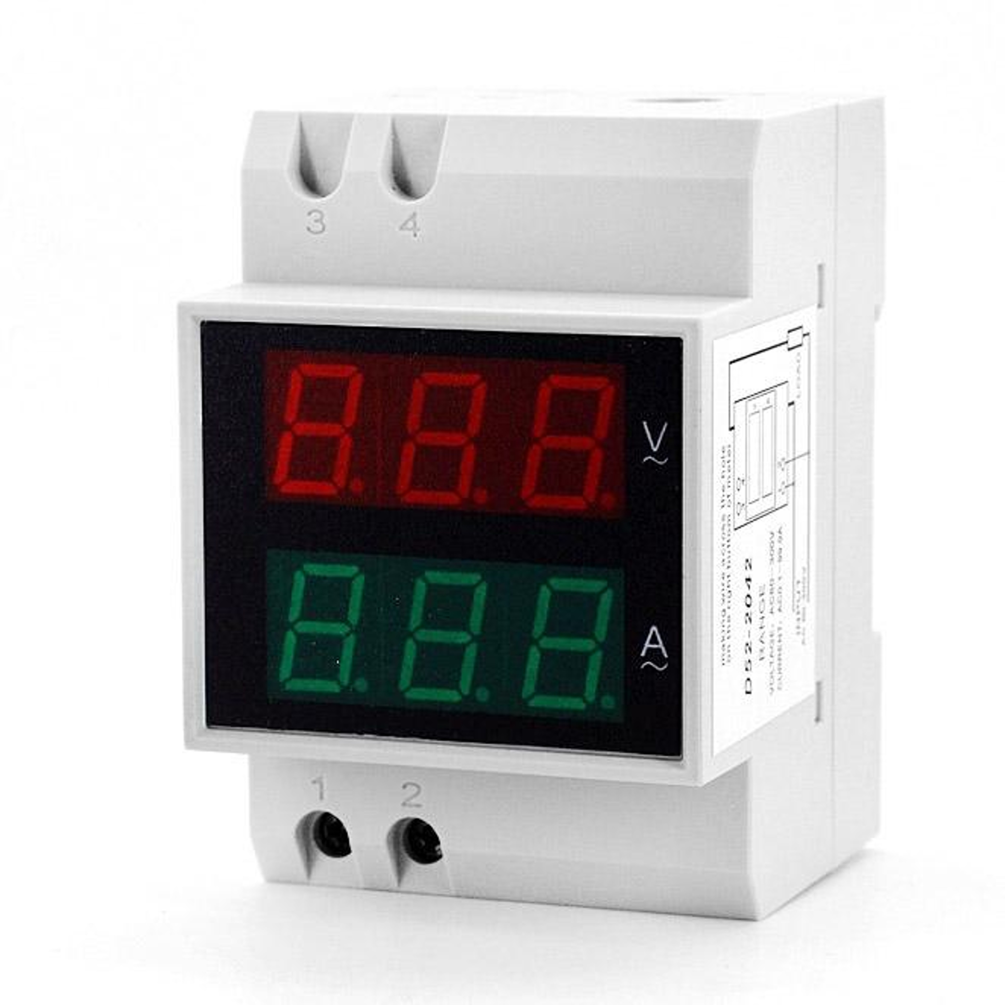 Rail Voltmeter Ammeter with Dual LED Display for AC Voltage and Current Monitoring – view 2