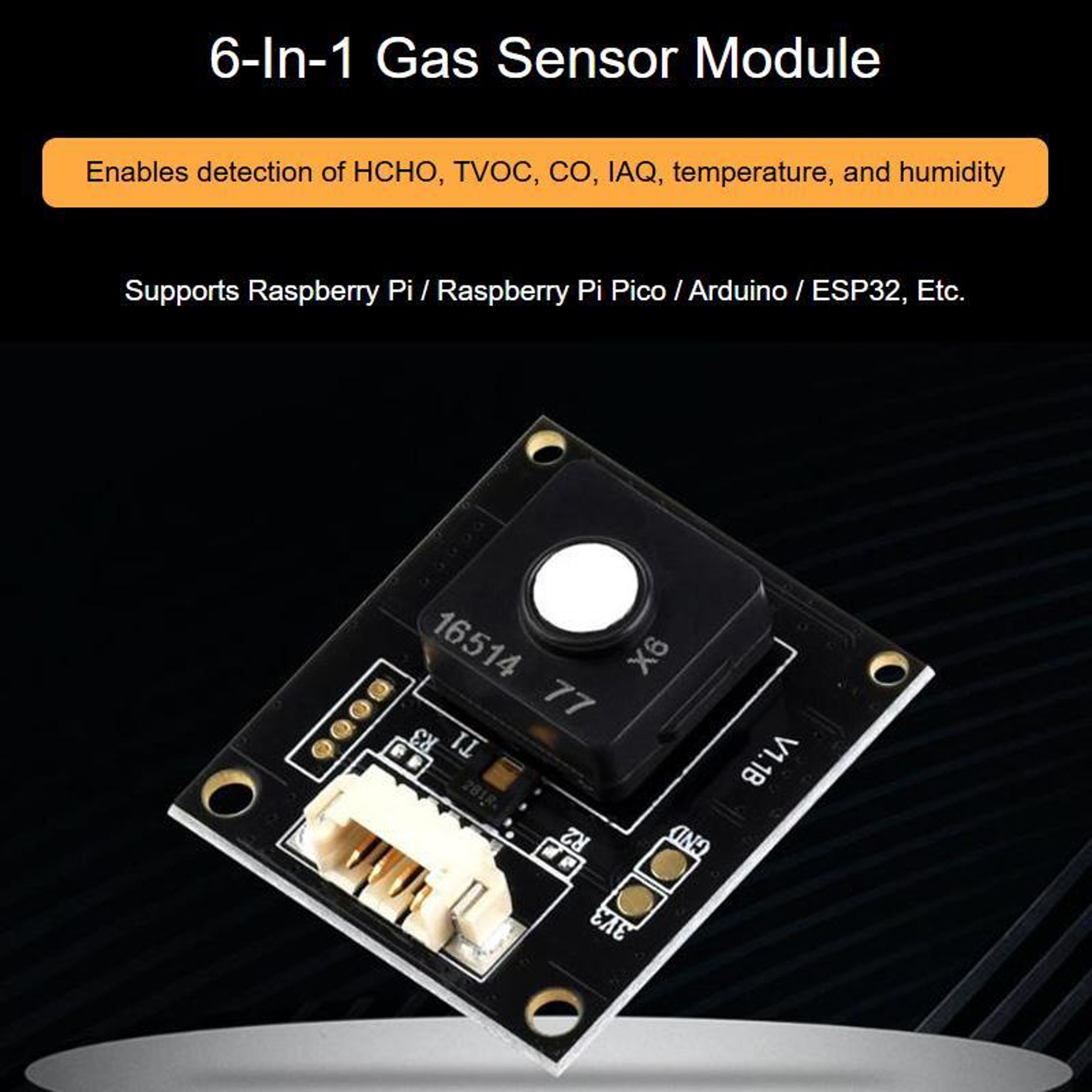 Environment X6 6-in-1 Gas Sensor Module with UART for Raspberry Pi Arduino – view 2