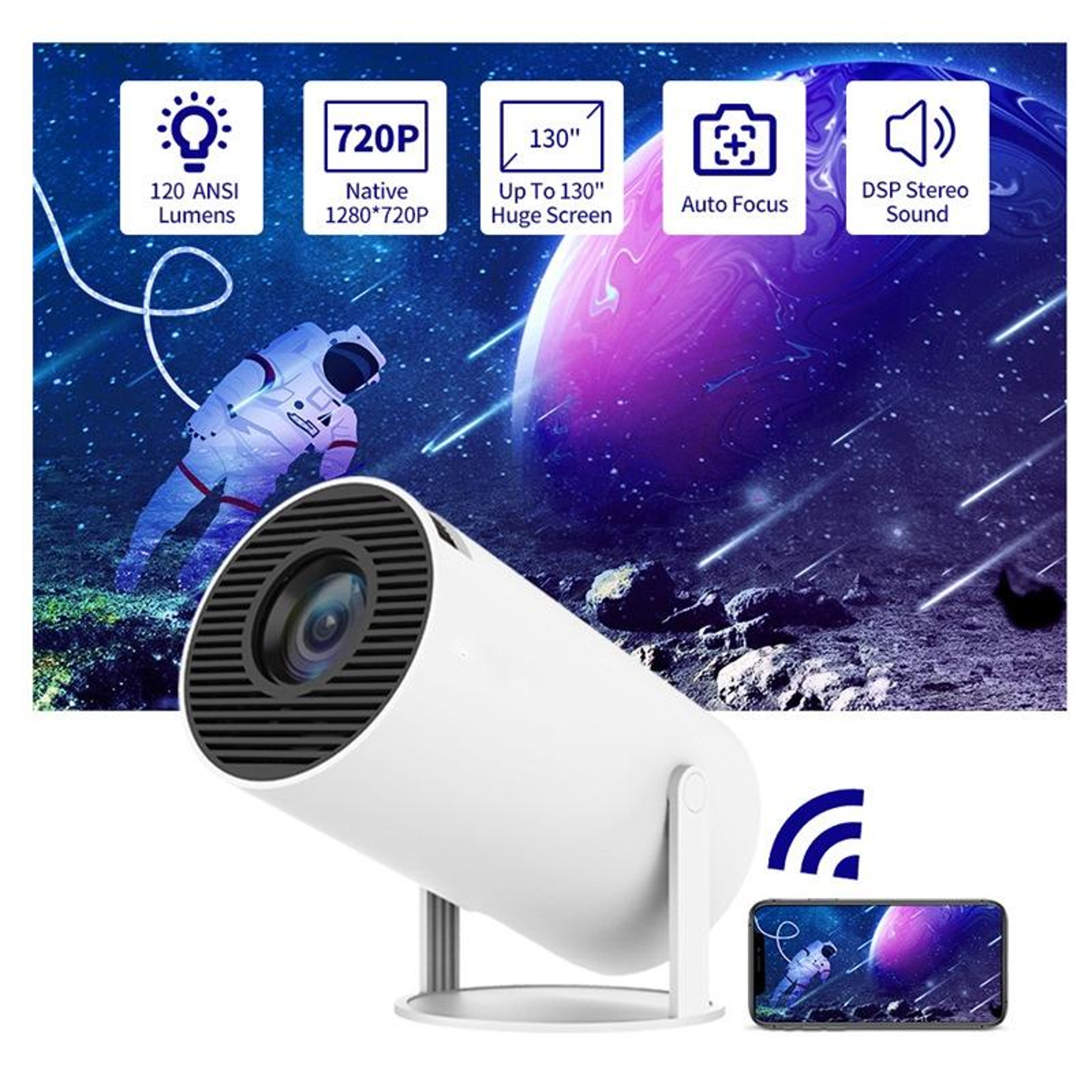 Portable Smart Projector With Android 11 WiFi 6 And 180 Rotating Stand 8