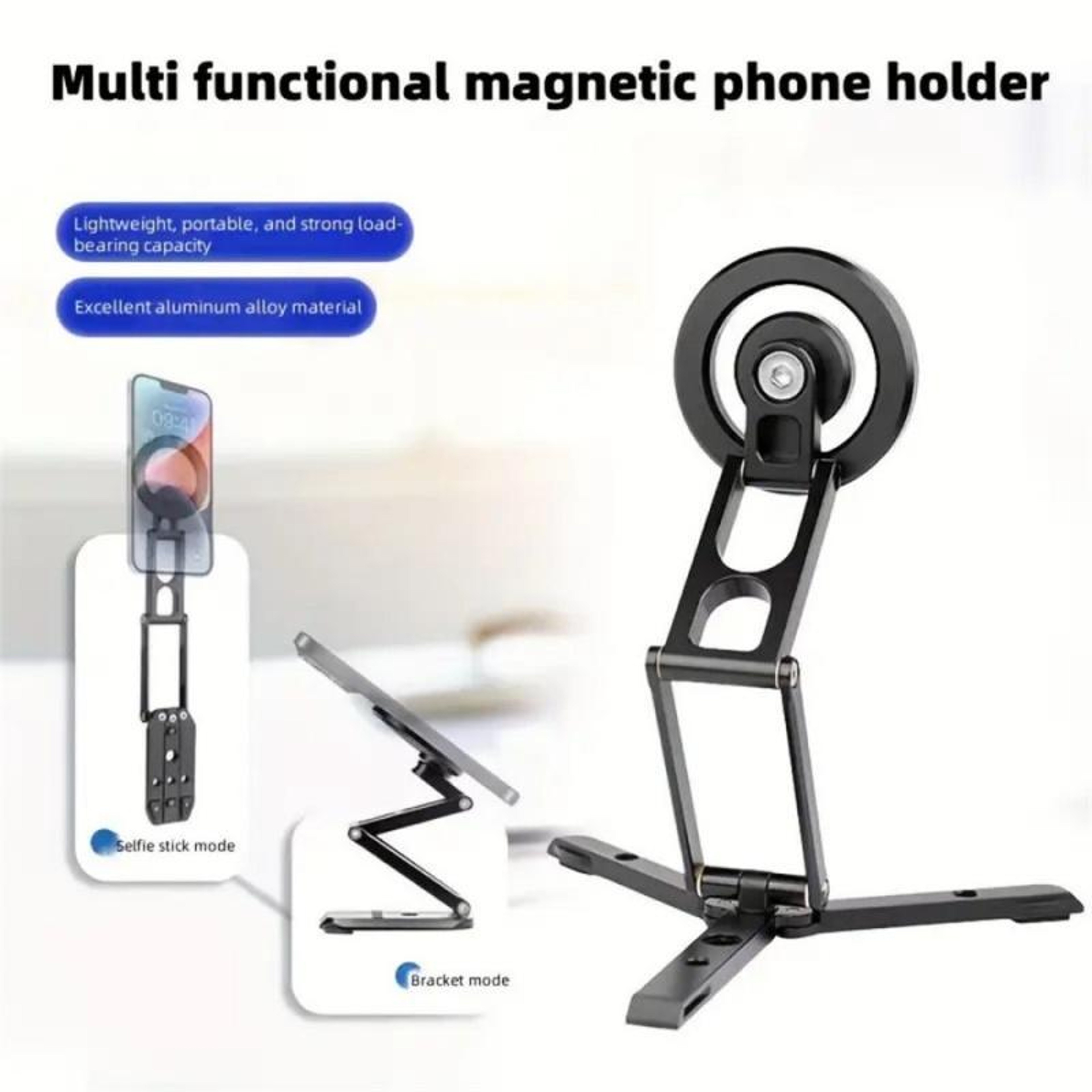 Magnetic Phone Tripod and MagSafe Phone Stand with Foldable Selfie Stick – view 4