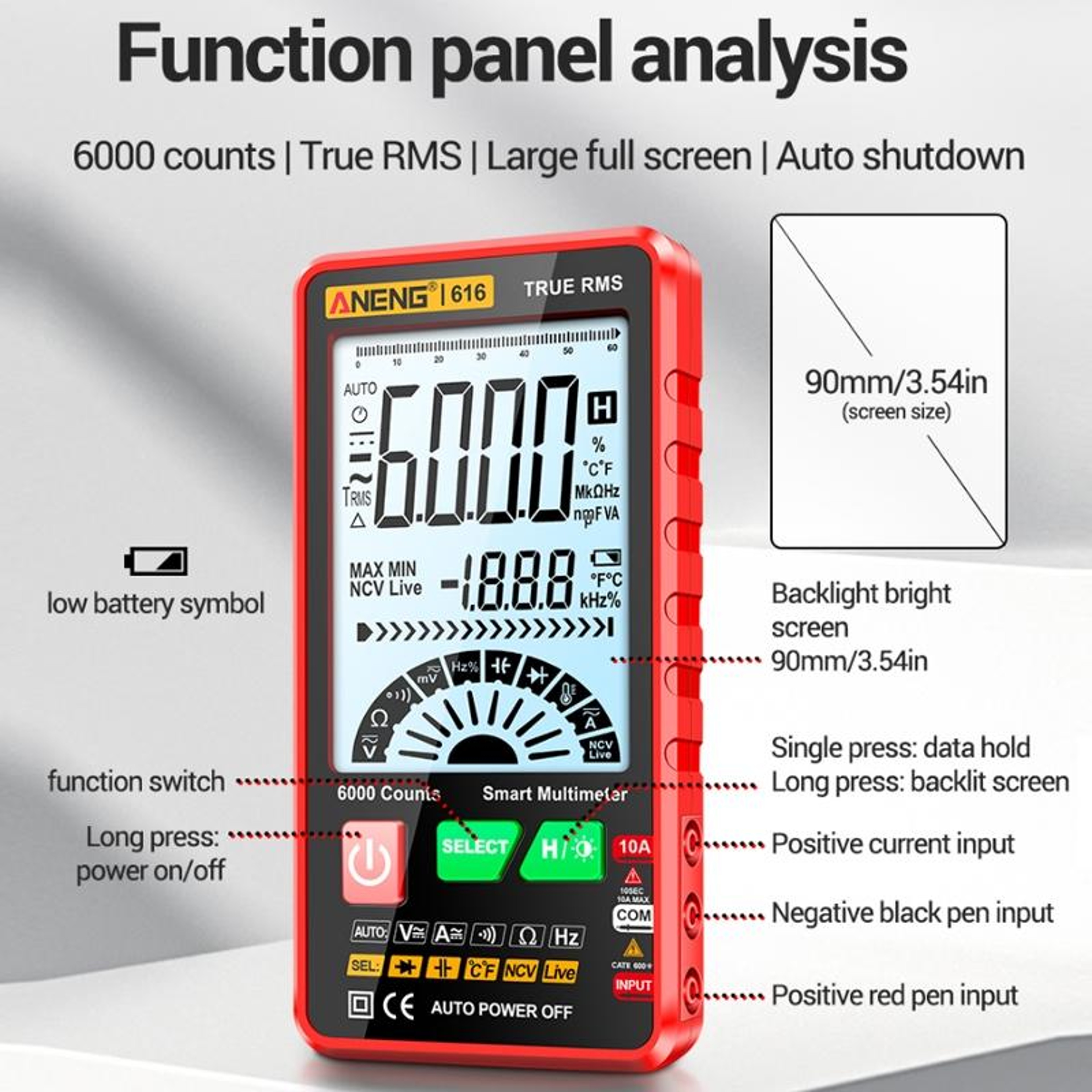 Digital Multimeter With Auto Ranging Multimeter Function And Capacitance Tester 3