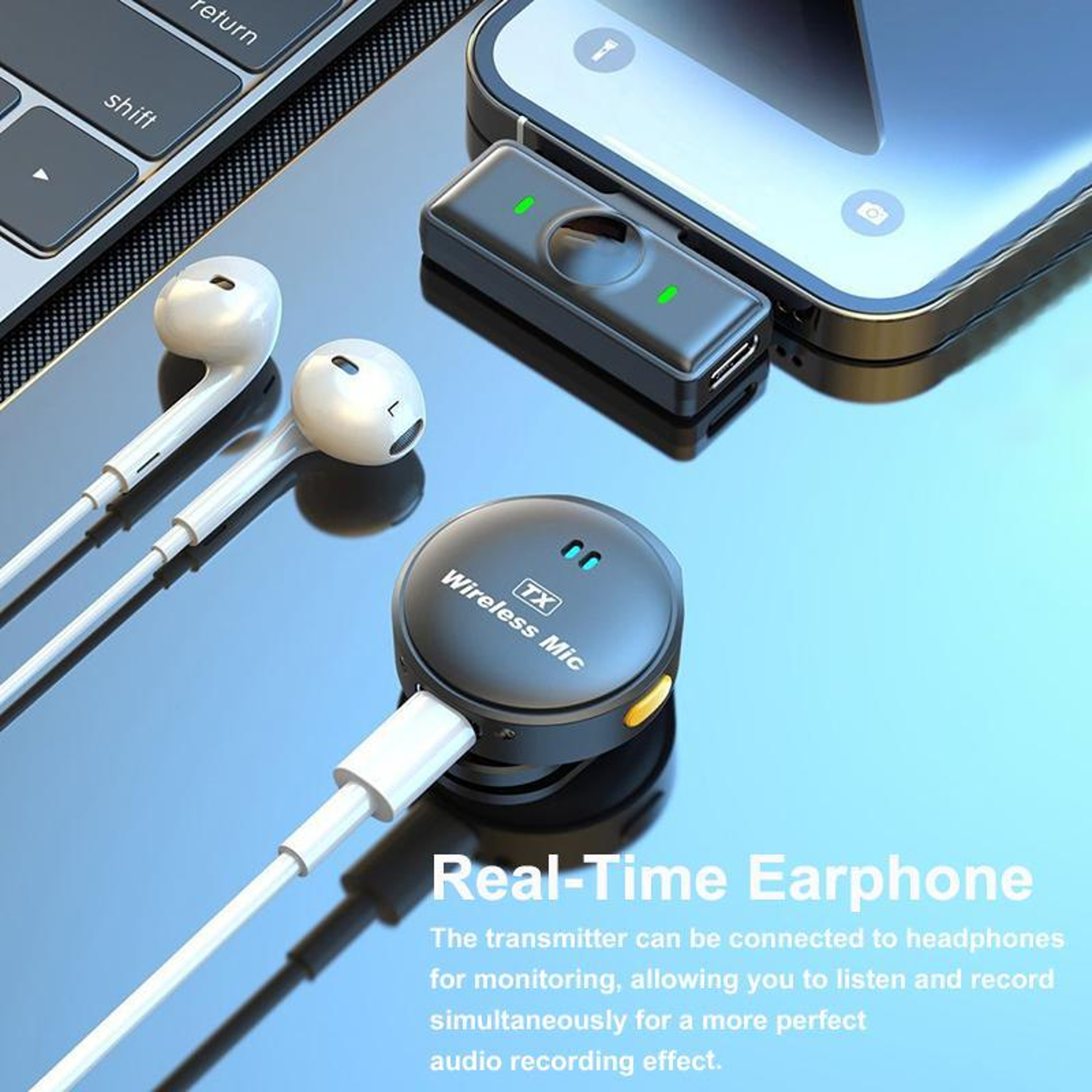 Wireless Lavalier Microphone With Noise Reduction And 8Pin Receiver 2
