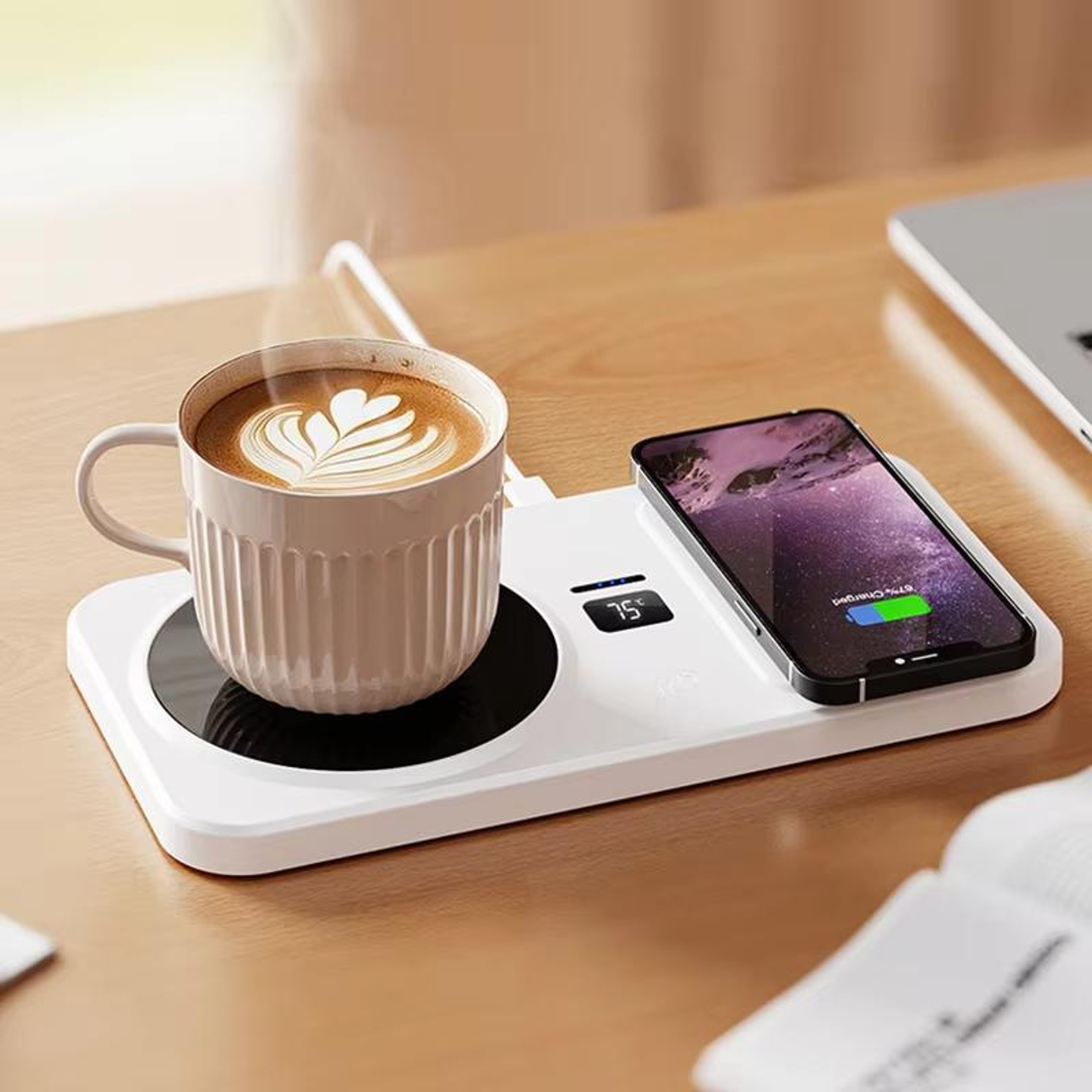 2in1 Wireless Charger Cup Warmer With 3 Temperature Settings And Auto Shutoff 0