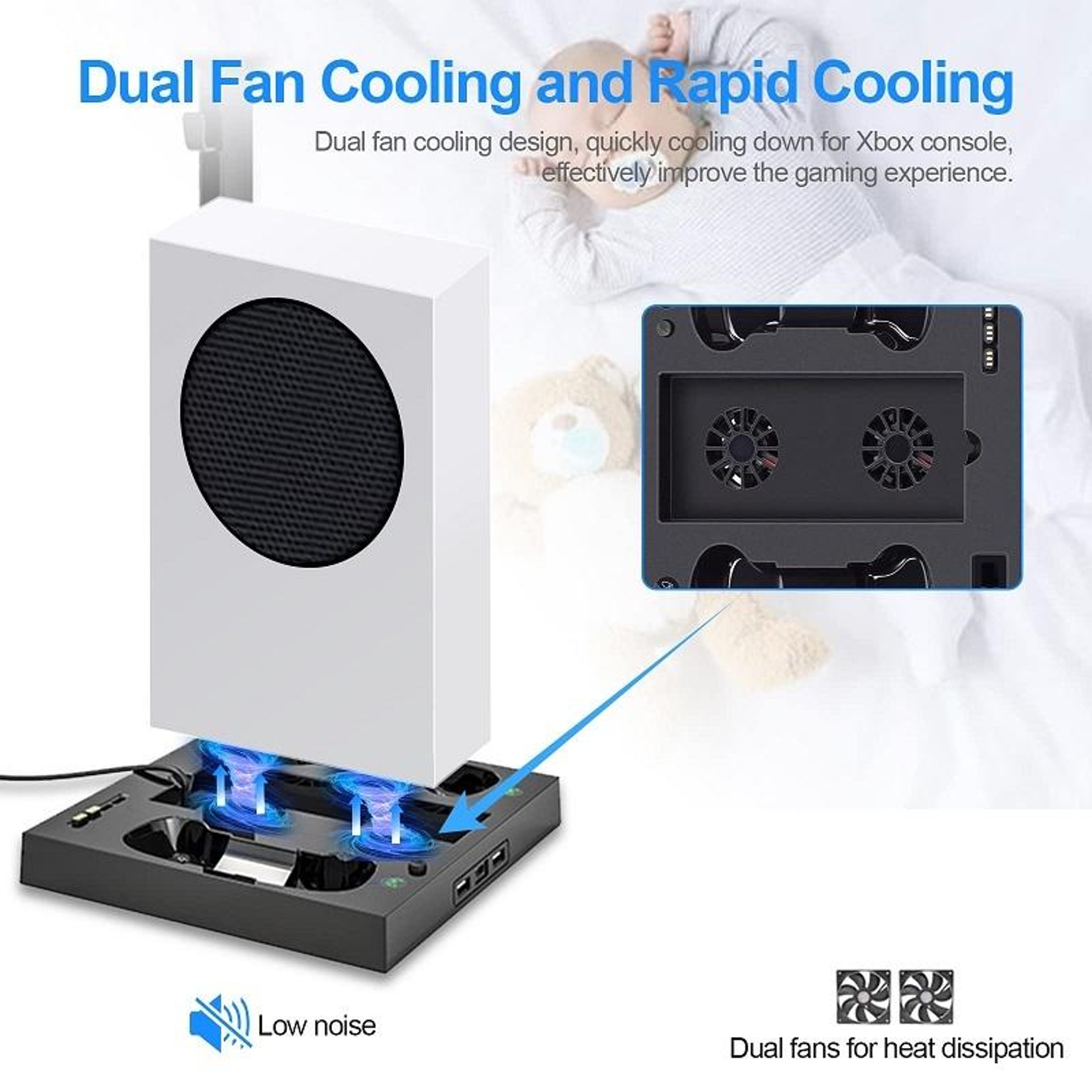 Xbox Series S Cooling Stand with Dual Controller Charger and Cooling Fans – view 4