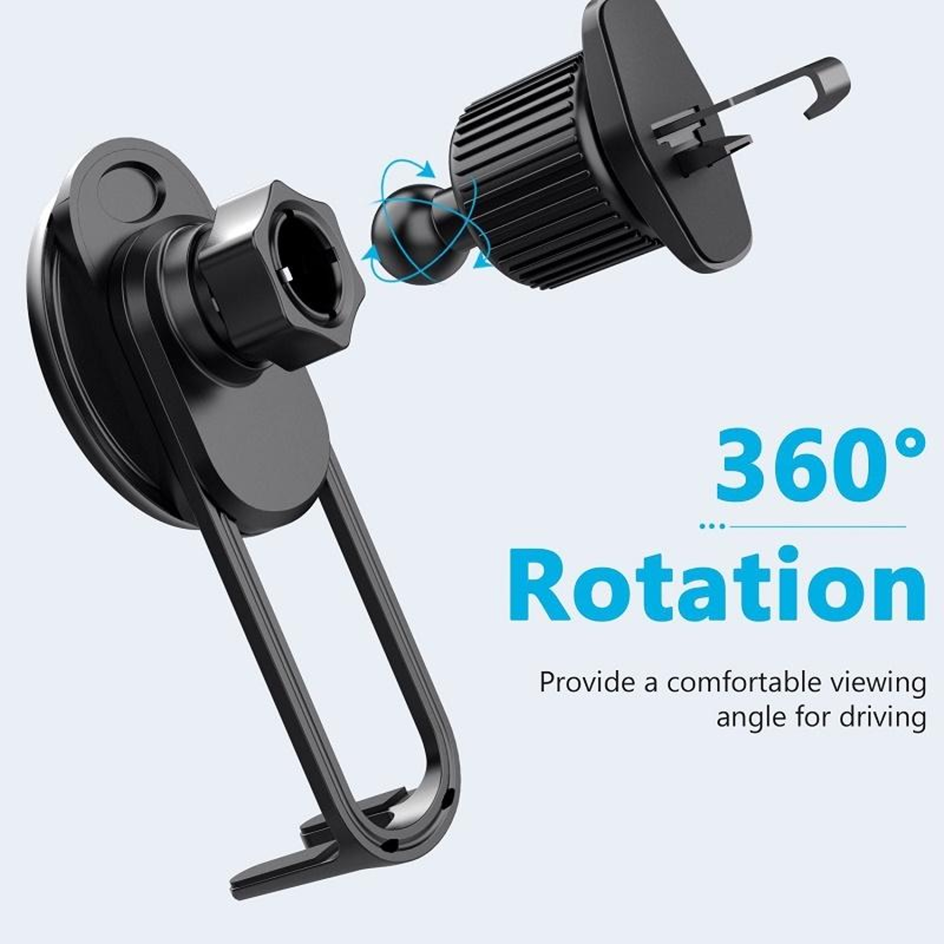 Magnetic Car Phone Mount With 360 Rotation And Secure Air Vent Hook 1